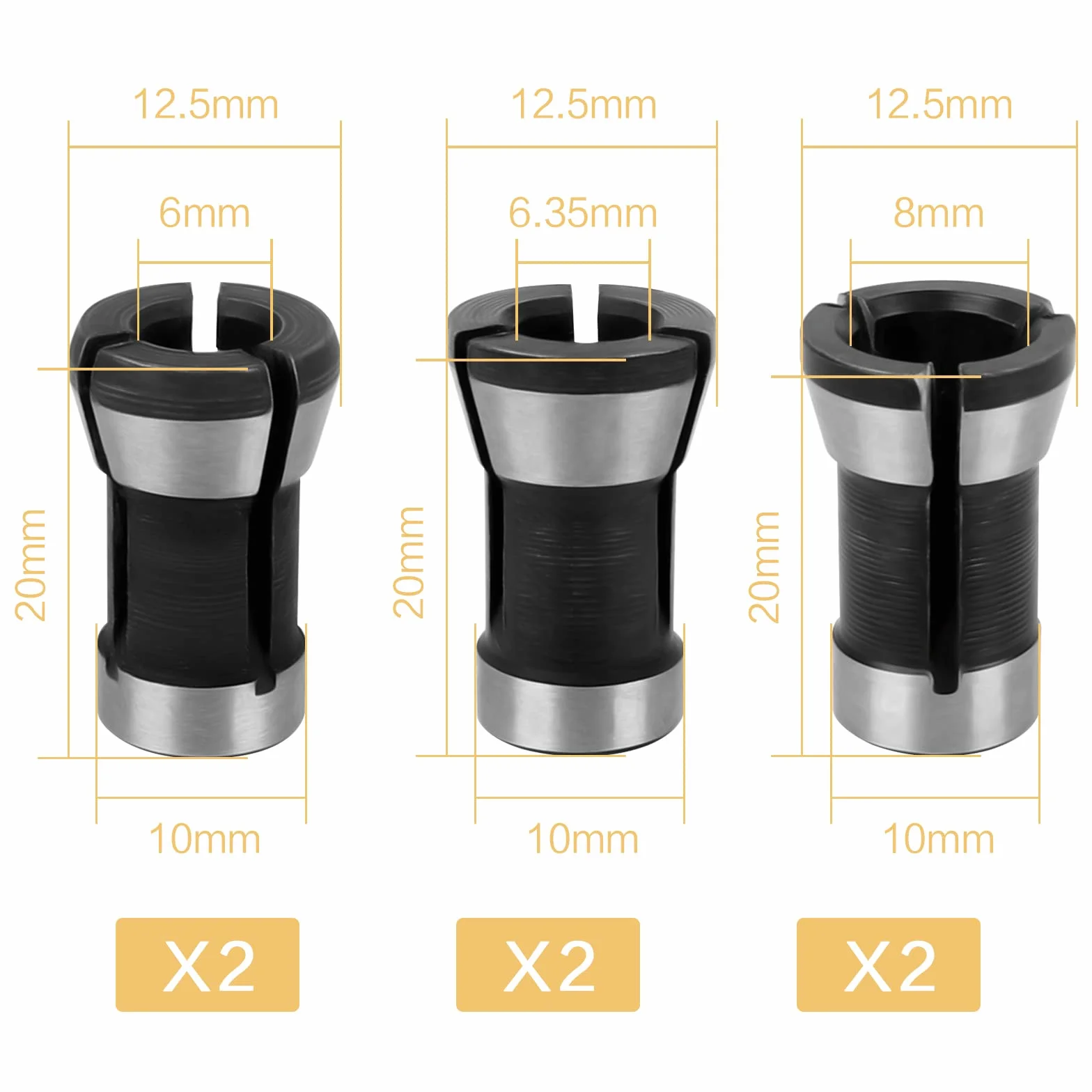Adapter do chwytaków 6/6,35/8 mm głowica uchwytu zaciskowego do grawerowania, stolarstwa, cięcia