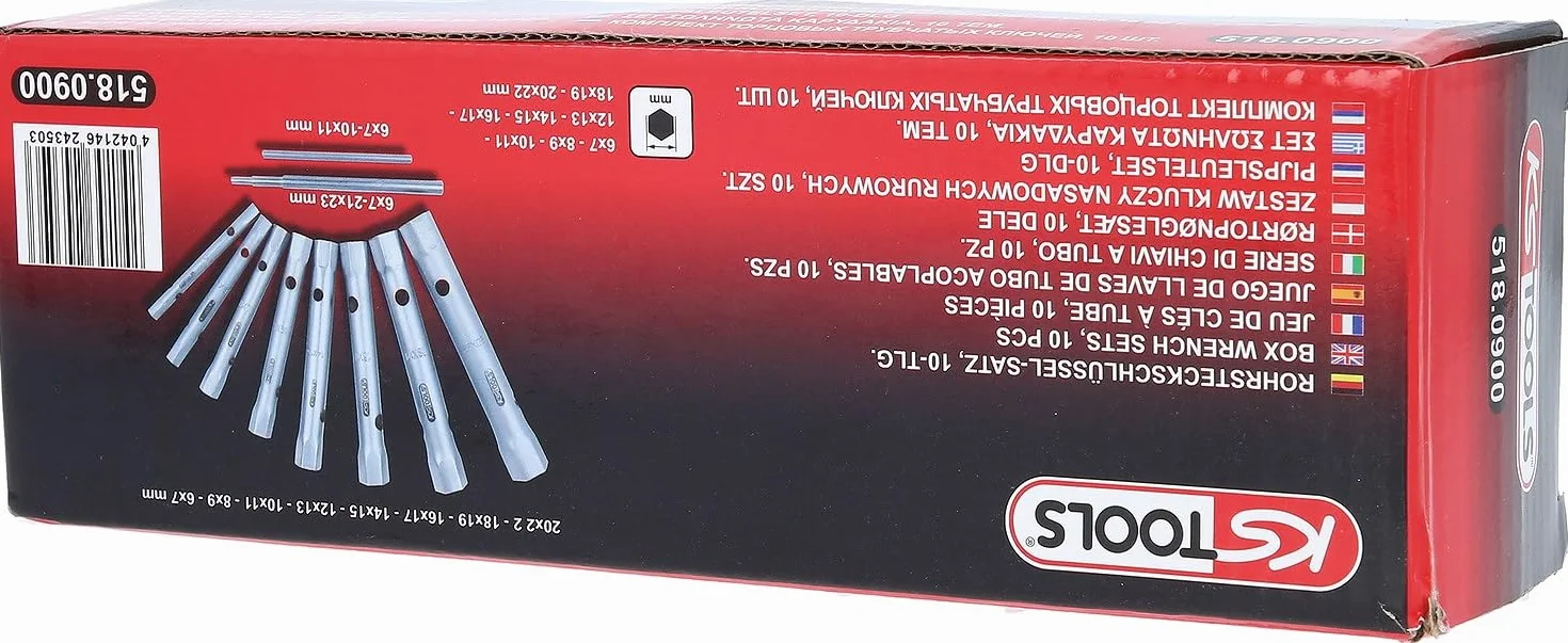 KS Tools Zestaw kluczy nasadowych rurowych 10-szt 6x7-20x22mm