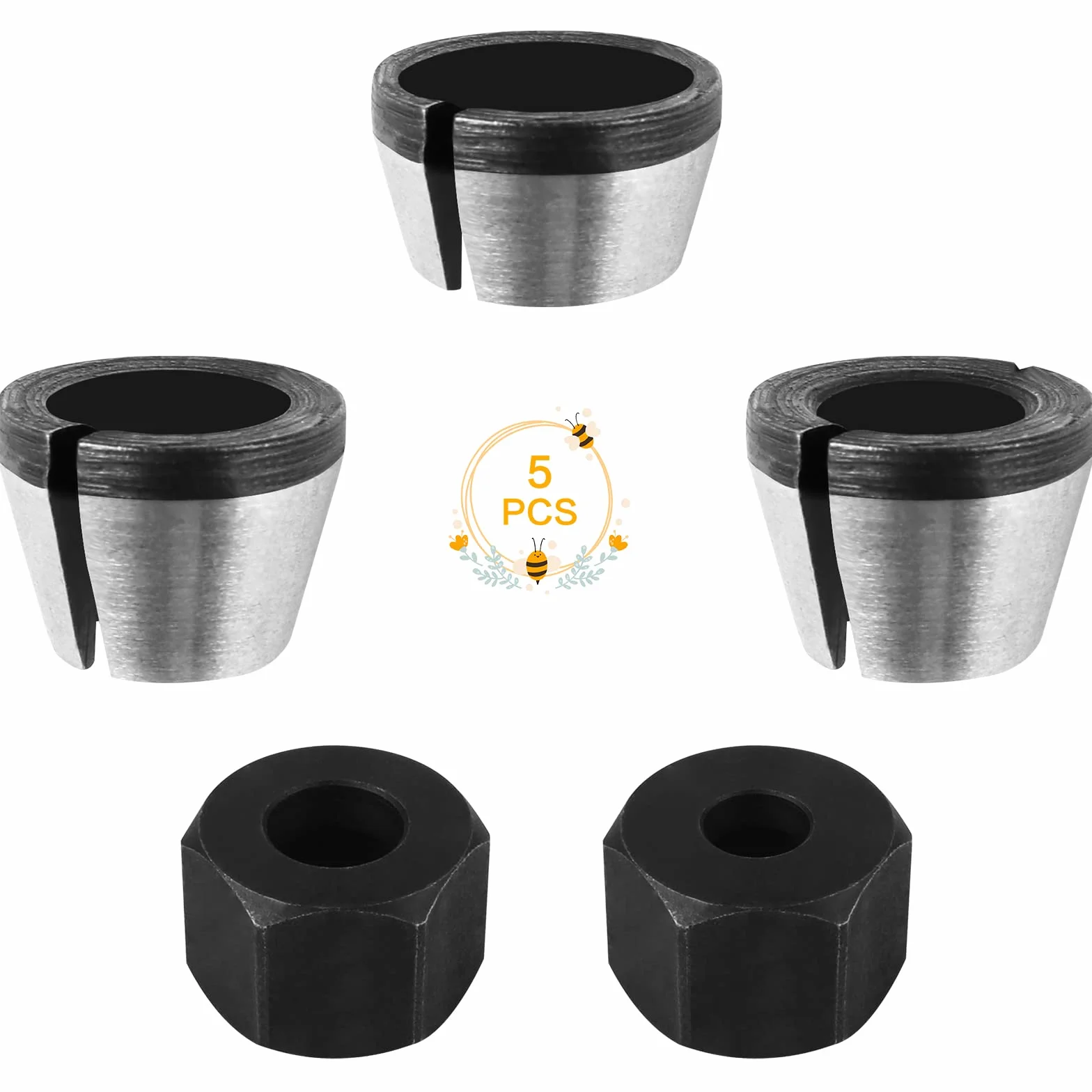 Adaptery do tulejek zaciskowych 6 mm 6,35 mm 8 mm stal węglowa do trymera frezarki bakelitowej