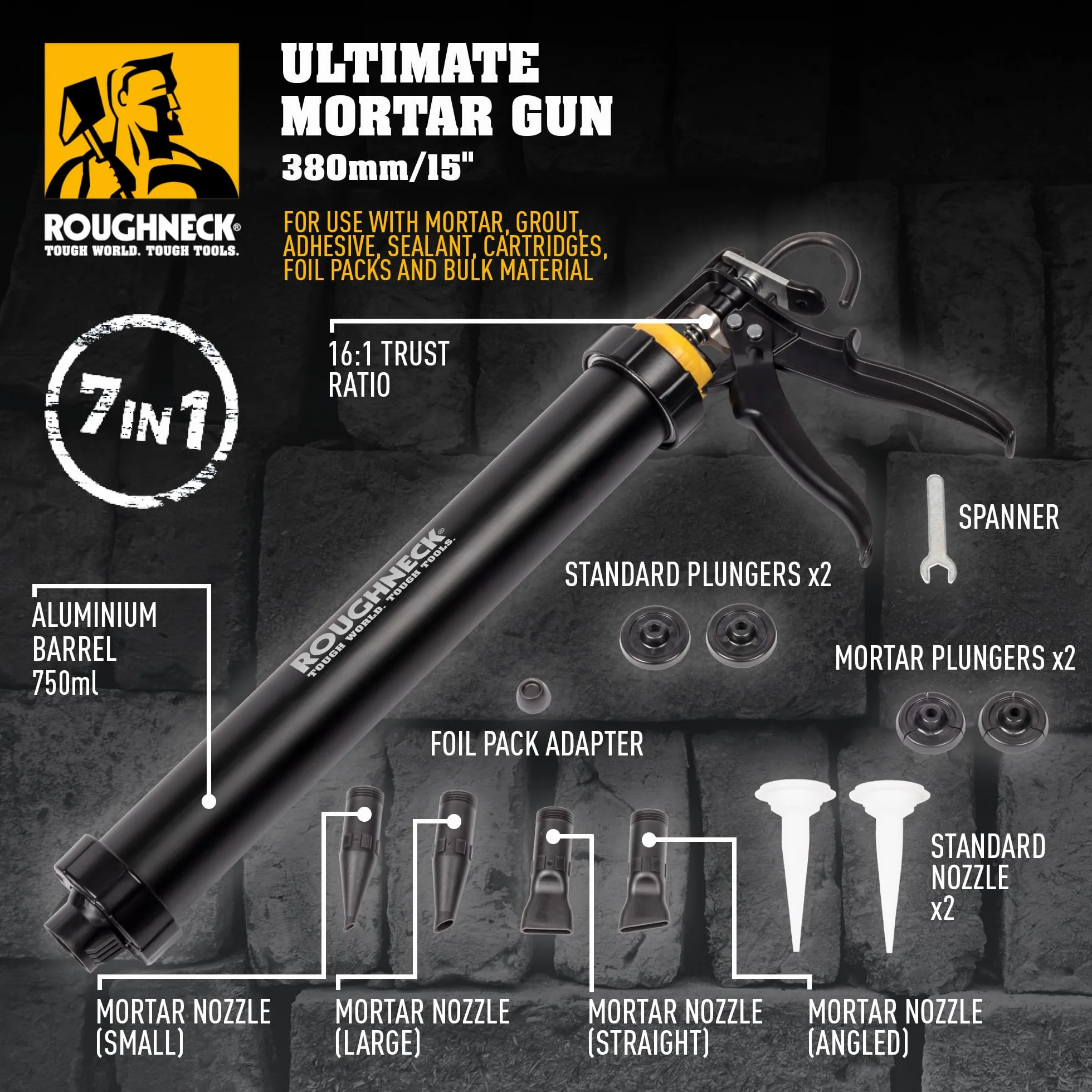 Roughneck ROU32150 Ultimate Moździerz pistolet, czarny