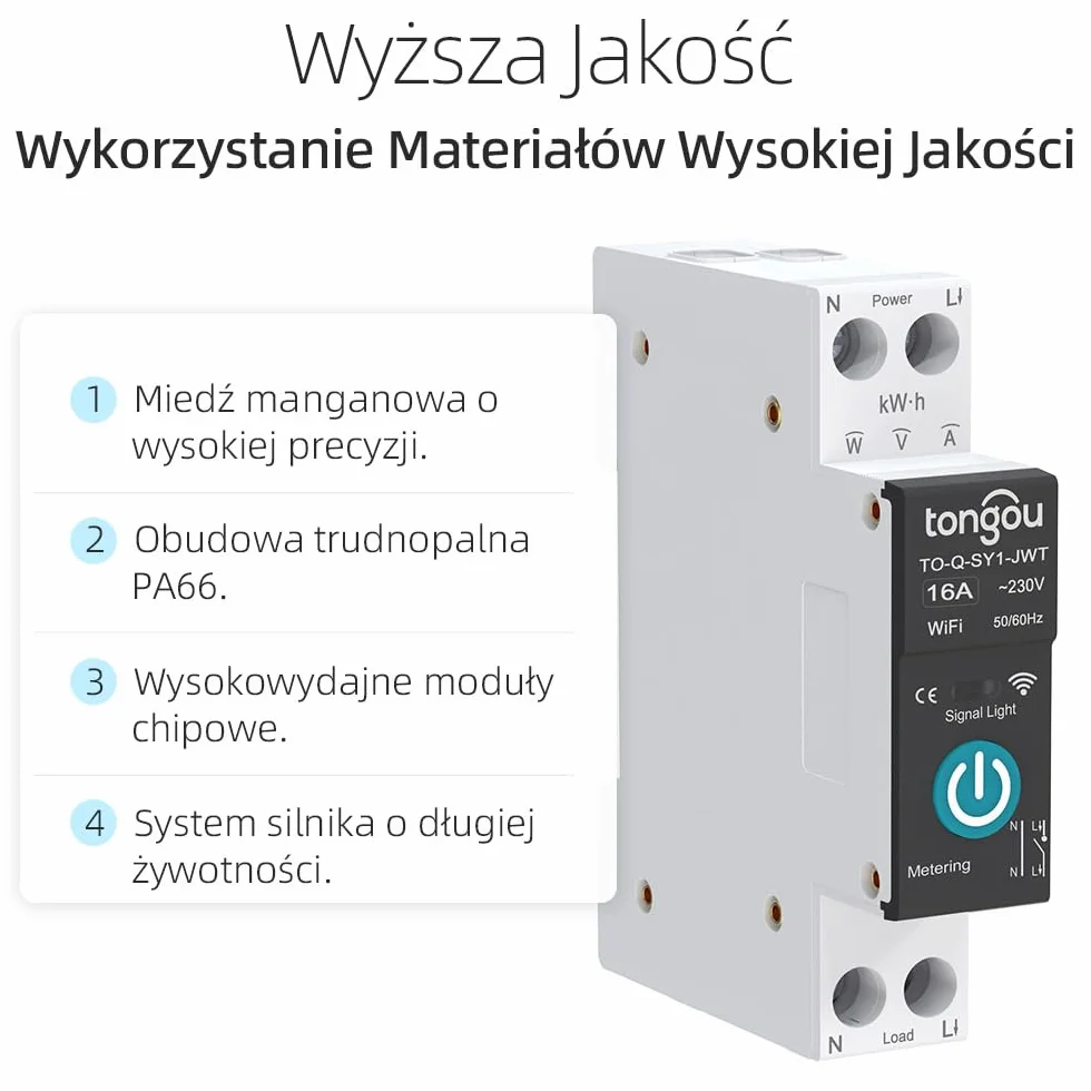 Smart Life WIFI 1P szyna DIN inteligentny przełącznik TUYA APP 16A