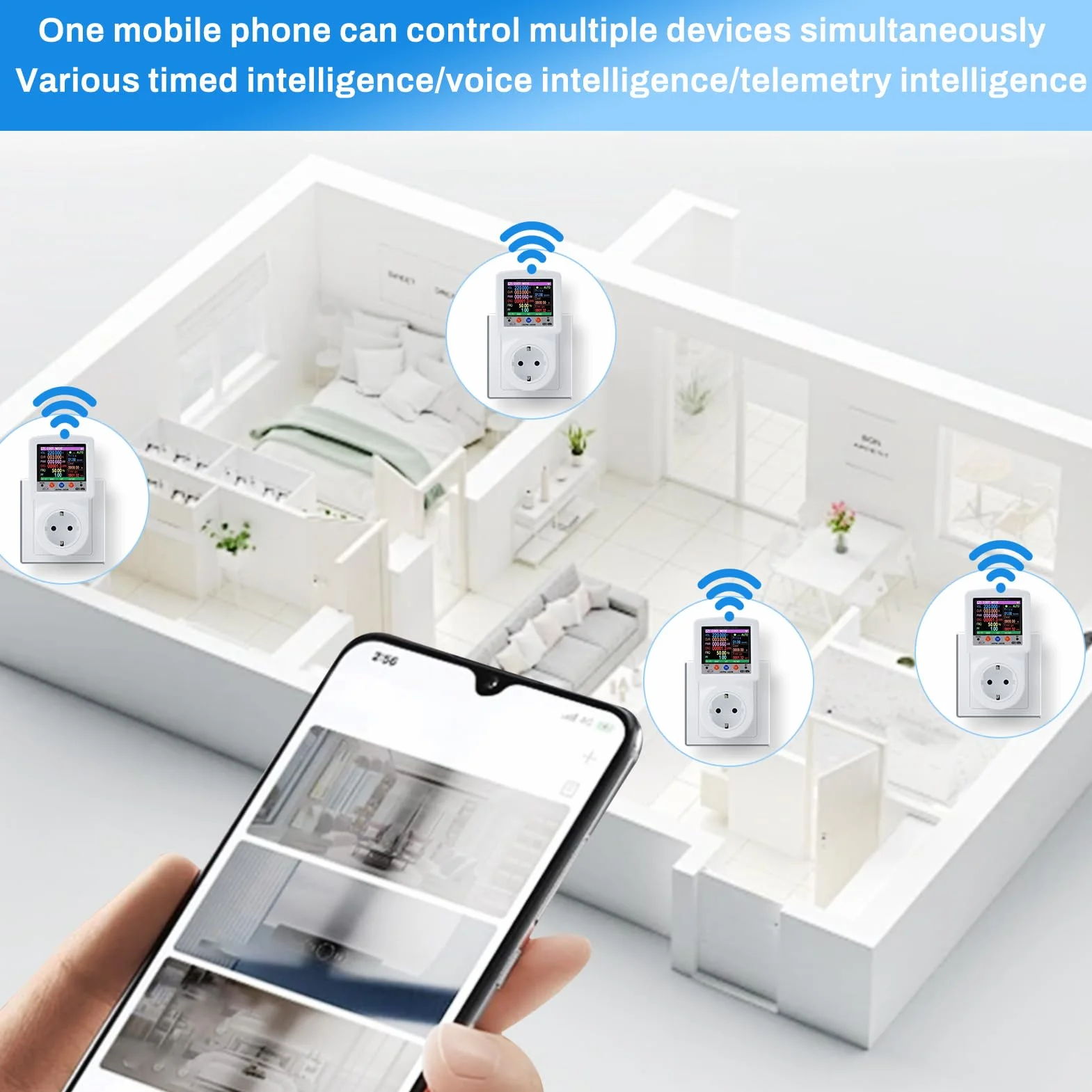 Inteligentne gniazdko WiFi licznik energii elektrycznej 16 A 230 V z ochroną przeciwprzepięciową