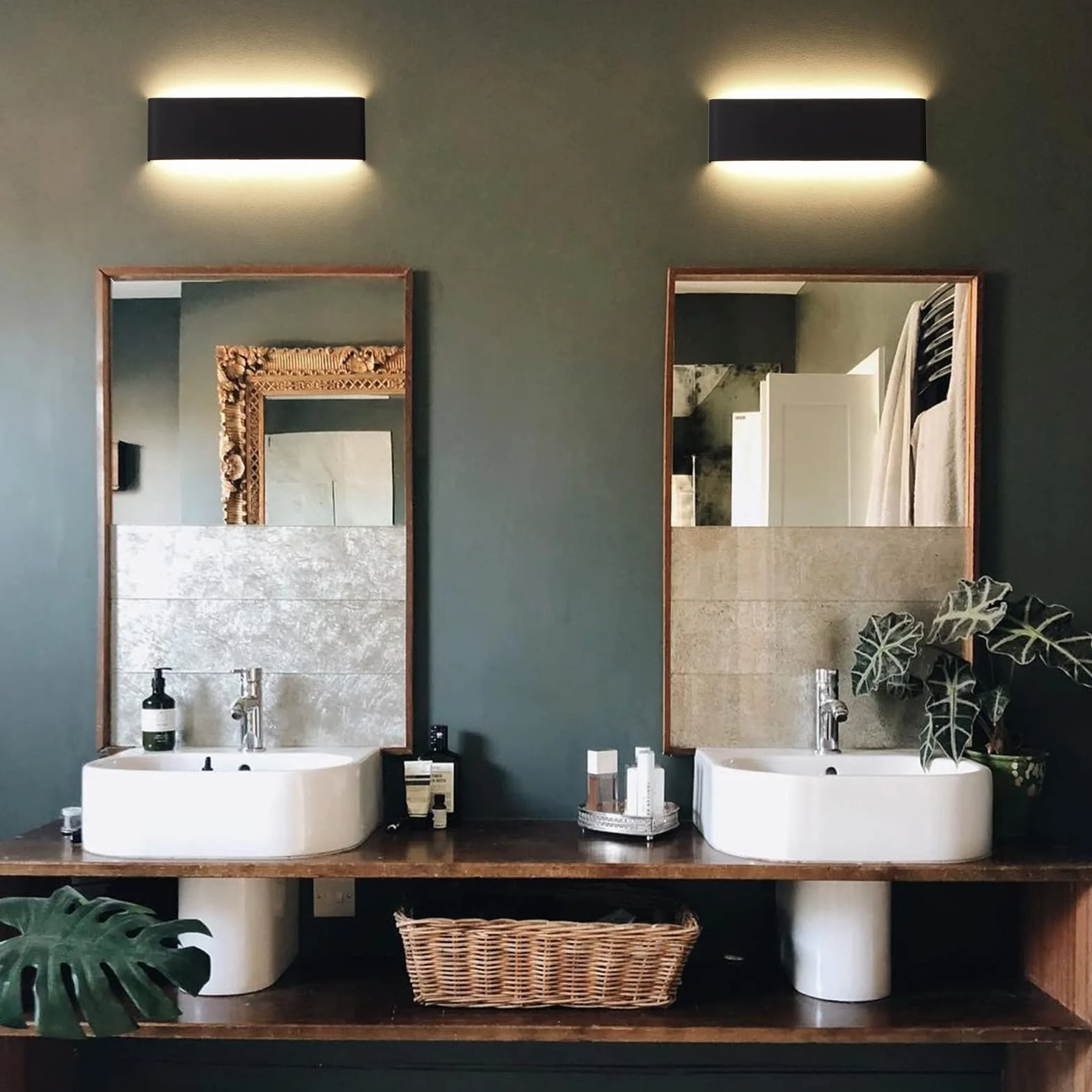 Klighten 2 sztuki lamp ściennych LED 10 W 30 cm góra-dół czarny 910 lumenów 3000 K ciepła biel