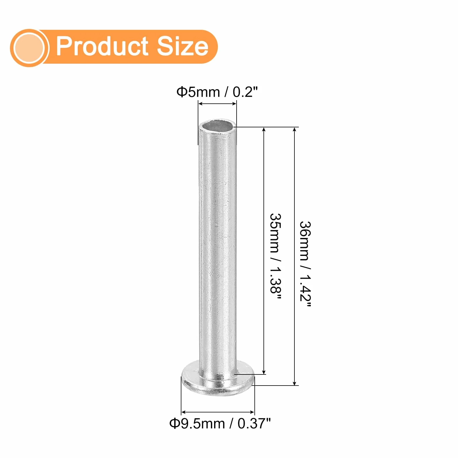 QUARKZMAN 100 sztuk nity półrurowe 5 mm x 35 mm okrągłe aluminiowe z metalowym kołkiem