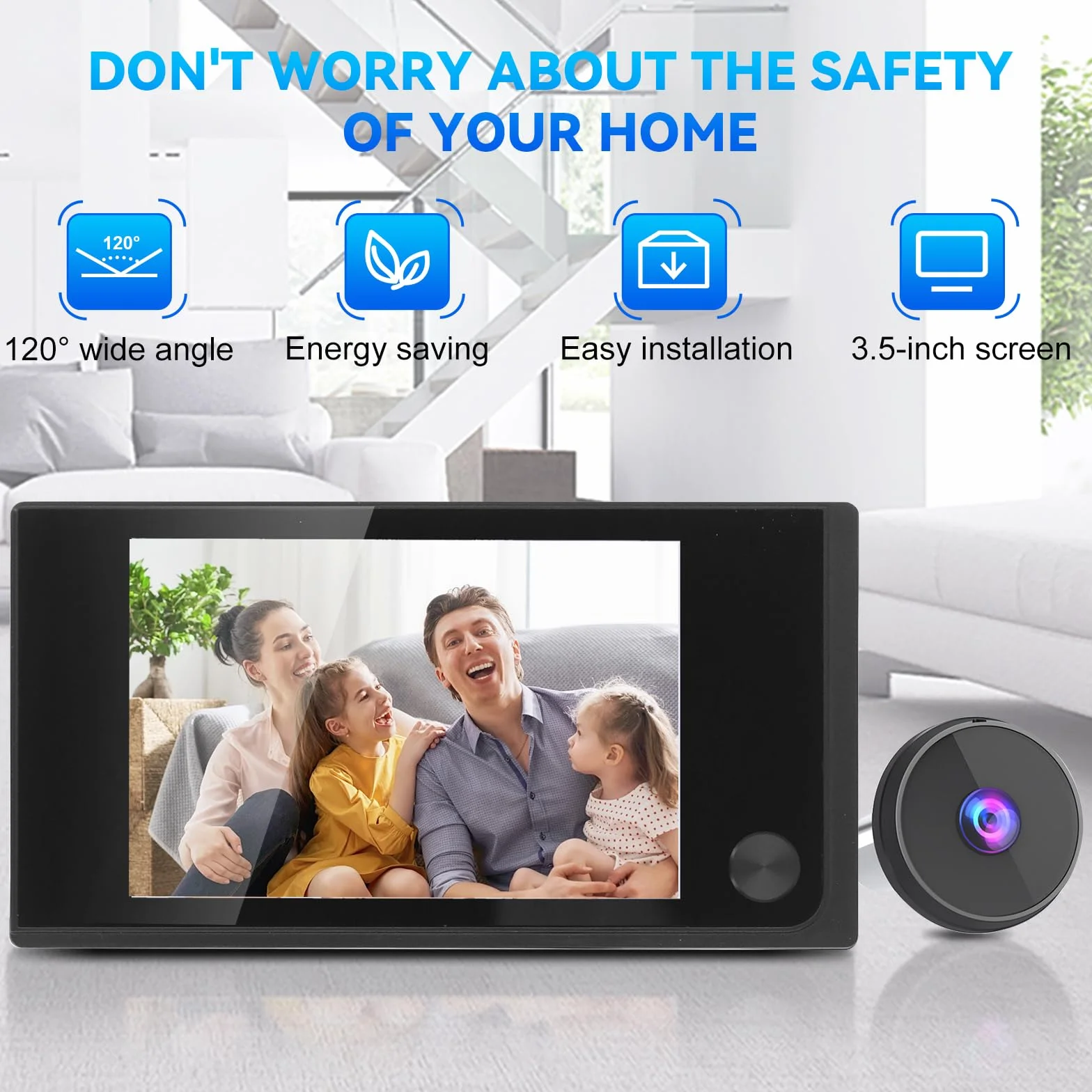 Cyfrowa kamera wizjer drzwiowy 3,5" LCD 120° elektroniczne kocie oko do bezpieczeństwa domowego