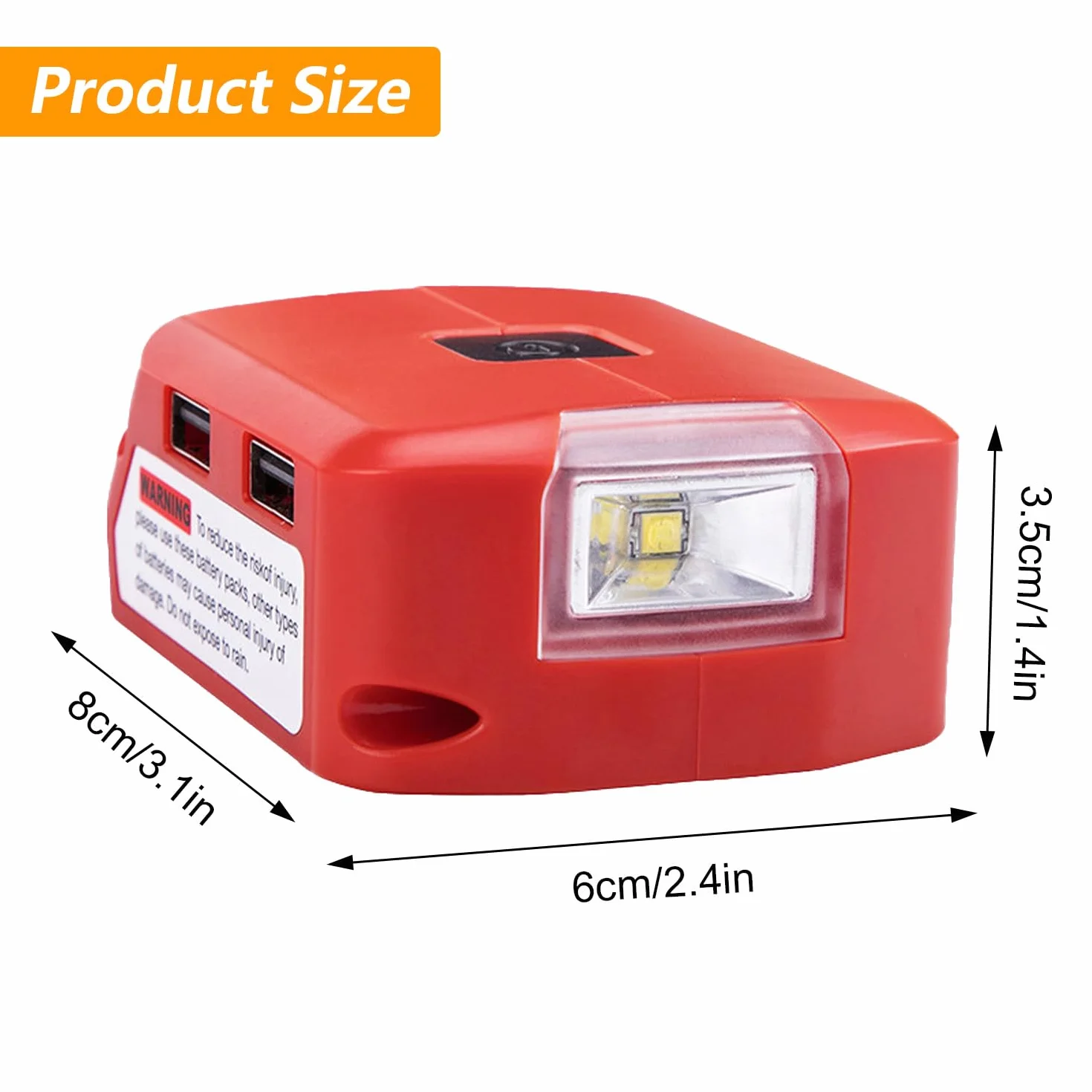 Adapter do baterii litowej 18 V 5 V/2,1 A podwójny adapter ładujący USB światło robocze LED 12 V DC konwerter mocy dla Milwaukee M18 czerwony