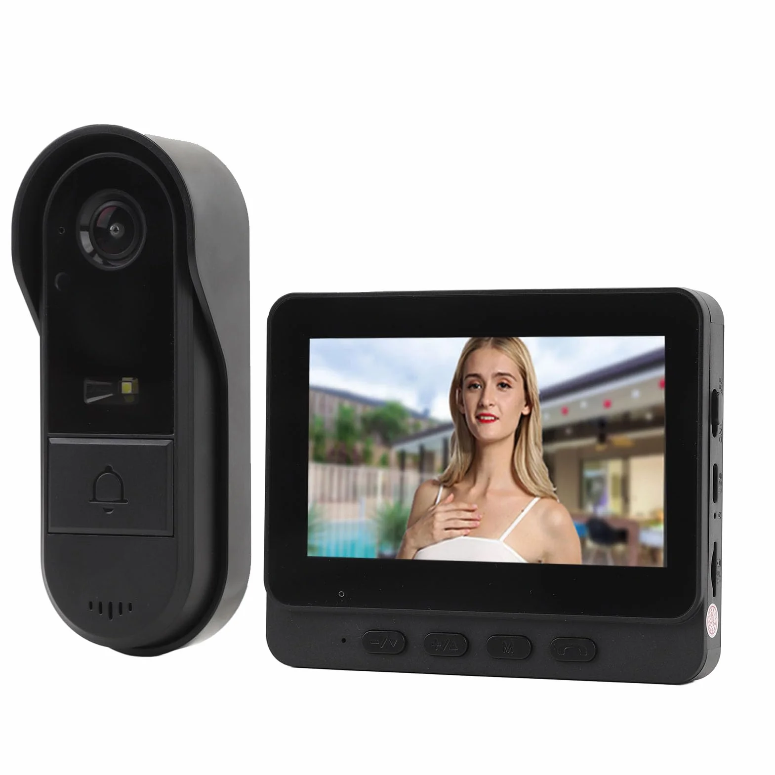 Wideodomofon Bezprzewodowy Dzwonek Wideo 1080P 4,3 Cala Kolorowy Wyświetlacz 2-kierunkowy Domofon Night Vision IP65 Wodoodporny