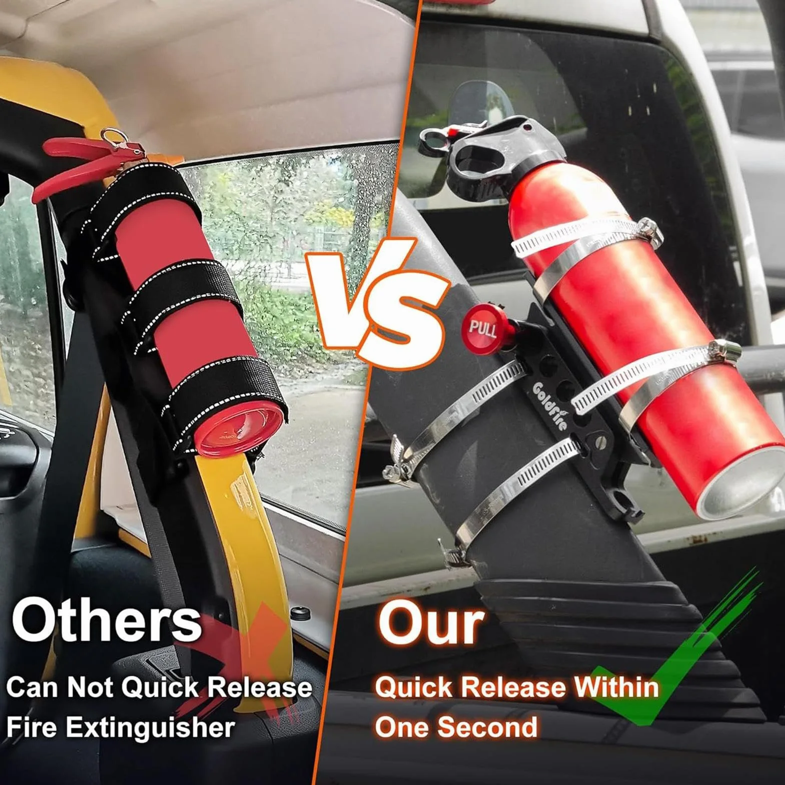 Vehicle Fire Extinguisher Mount, Heavy Duty Boat Bracket, Secure Automotive Holder, Adjustable Safety Clamp Design, Ideal for Picnic, Trailer, Motorhome, Camping, 6.52x1.18 inches