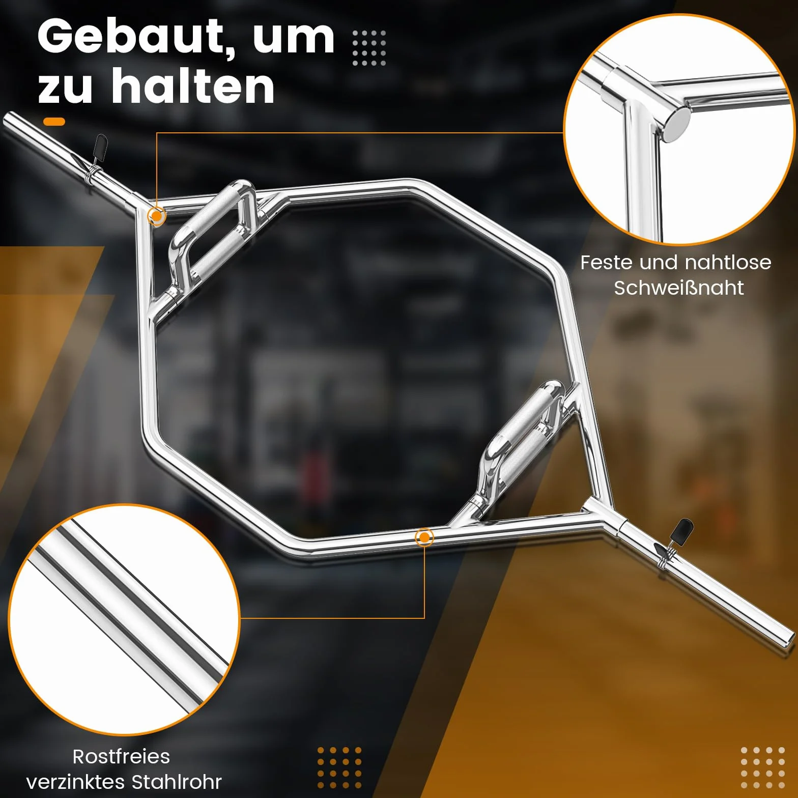 COSTWAY Trap Bar, sześciokątna sztanga hantlowa z 2 zamkami sprężynowymi, sztanga hex bar 25mm, obciążalność do 226kg, olimpijskie sztangi do przysiadów, martwego ciągu, unoszenia ramion