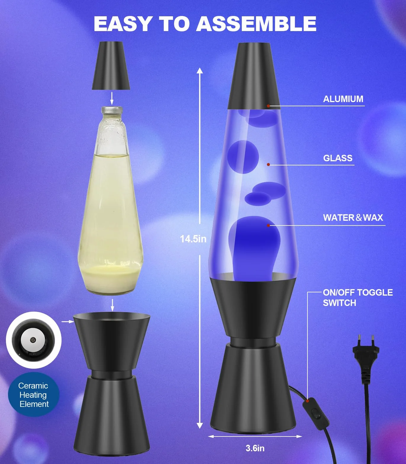 AONESY 37 cm Lawowe lampy LED 17 kolorów lampa lawowa biała czarna dekoracja domu prezent