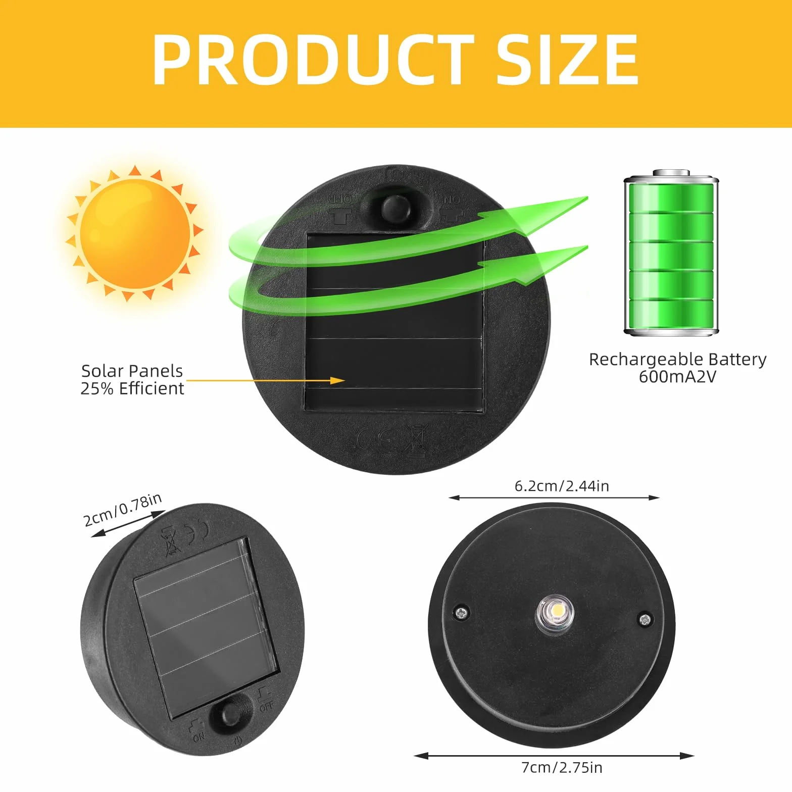 4 sztuki części zamiennych do lamp solarnych, górna część zamienna lamp solarnych, pokrywa solarna z LED ciepłą białą do słoików, do latarni solarnych, solarnych lamp ogrodowych i DIY (7 cm)