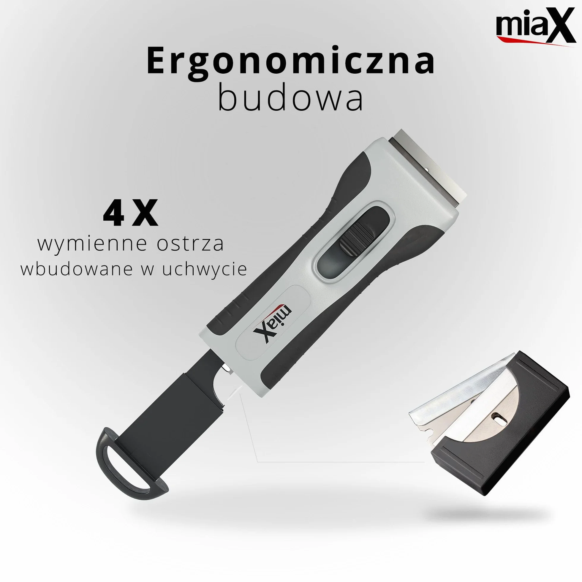 miaX Skrobak do płyt ceramicznych z wymiennymi ostrzami Soft-Touch