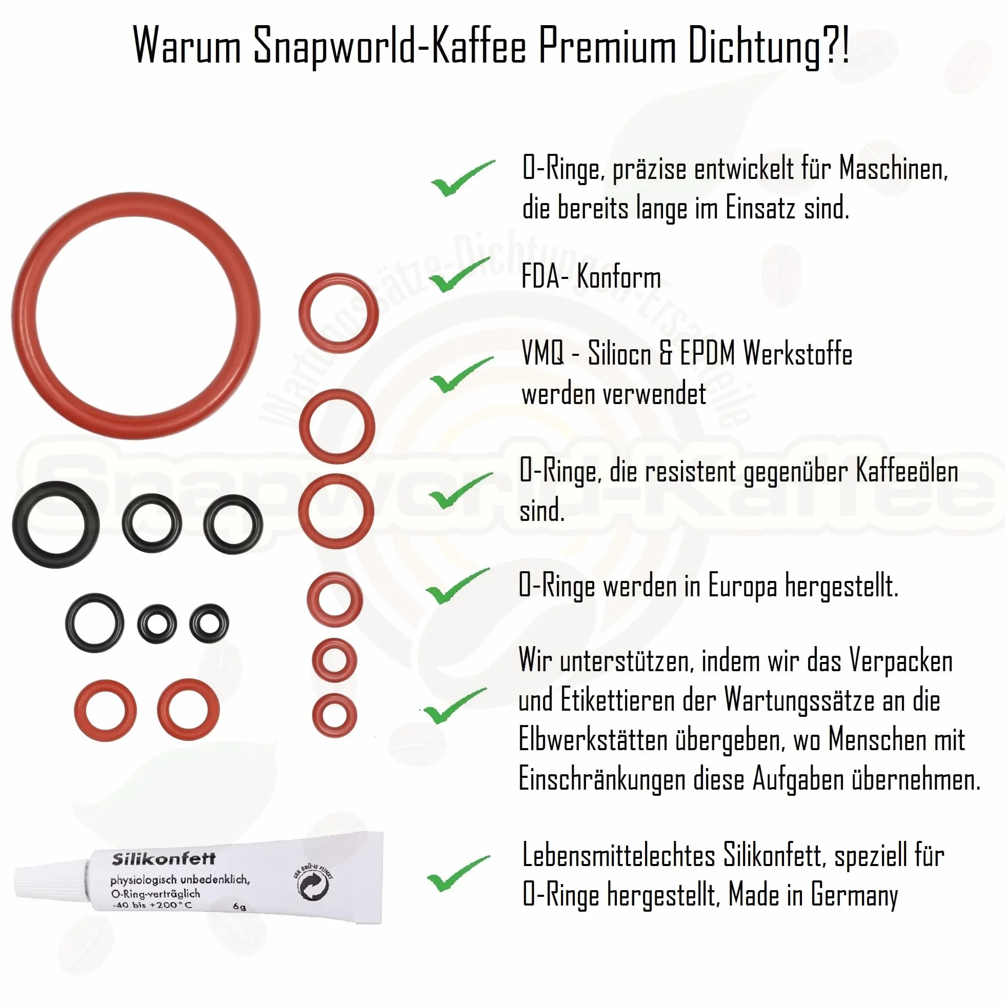 Uszczelka premium Snapworld-Kaffee kompatybilna z Saeco Philips Gaggia, pierścienie uszczelniające do ekspresów do kawy, zestaw