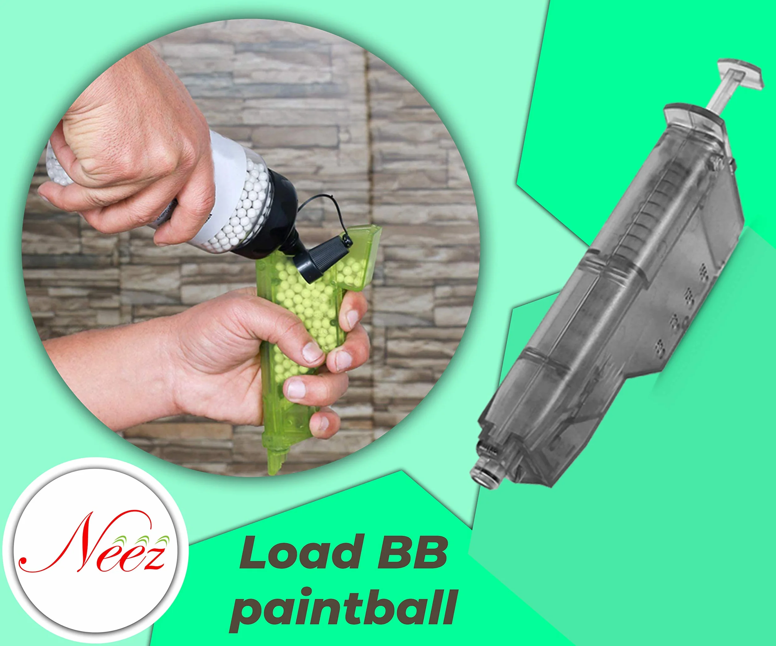 Neez Softair Prędkość Ładowarka - BB Śrut Ładowarka Narzędzia do Airsoft Magazyn, Softair Akcesoria, Airsoftowy gra - Szybkie ładowanie kulki 6mm (90 Naboi, Czarny) (90 rund - Przezroczysty) (155 Runda - Czarny)