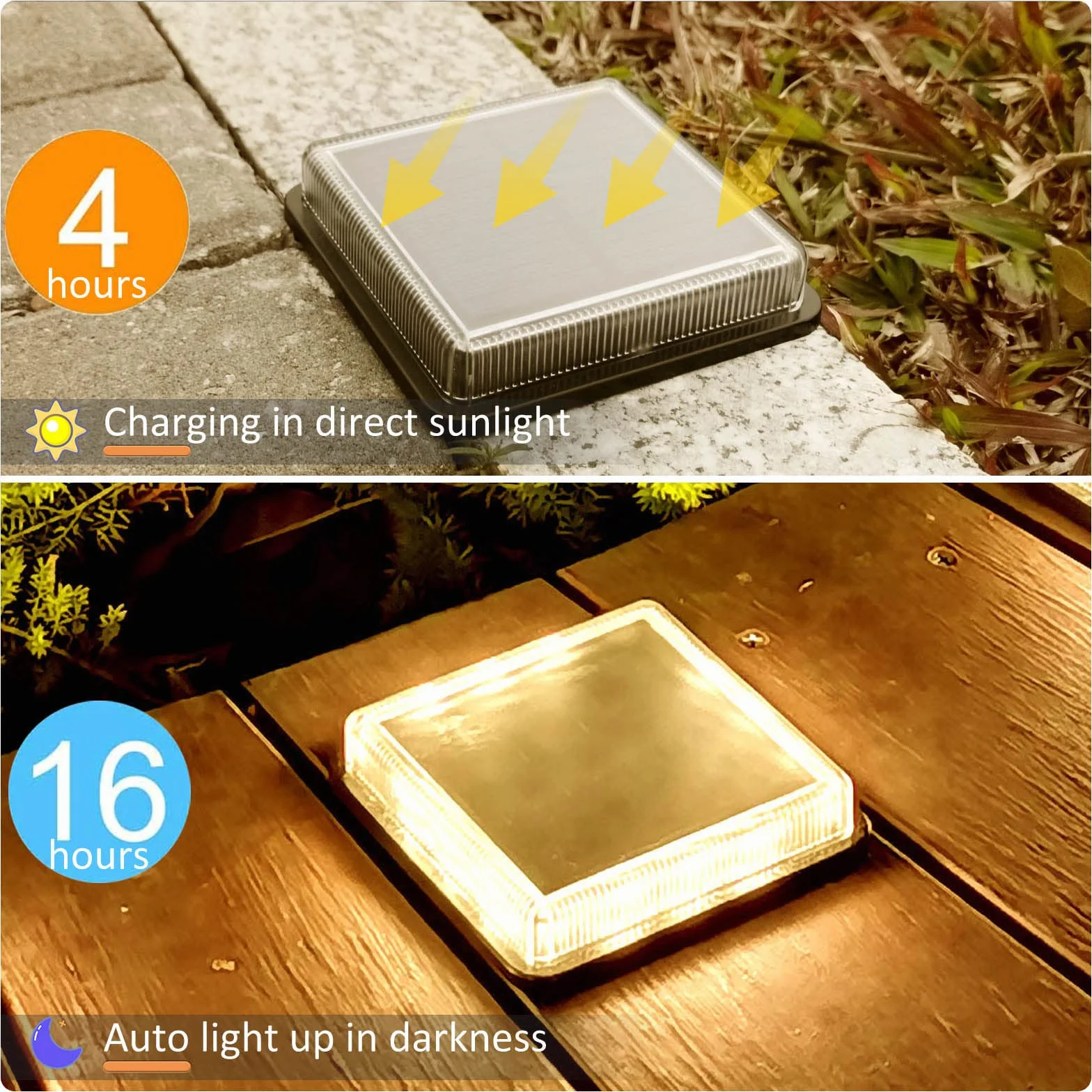 Lacasa 4 szt. Solar Lights, IP68, automatyczne włączanie/wyłączanie, oświetlenie do ścieżek ogrodowych, tarasów, schodów, patio