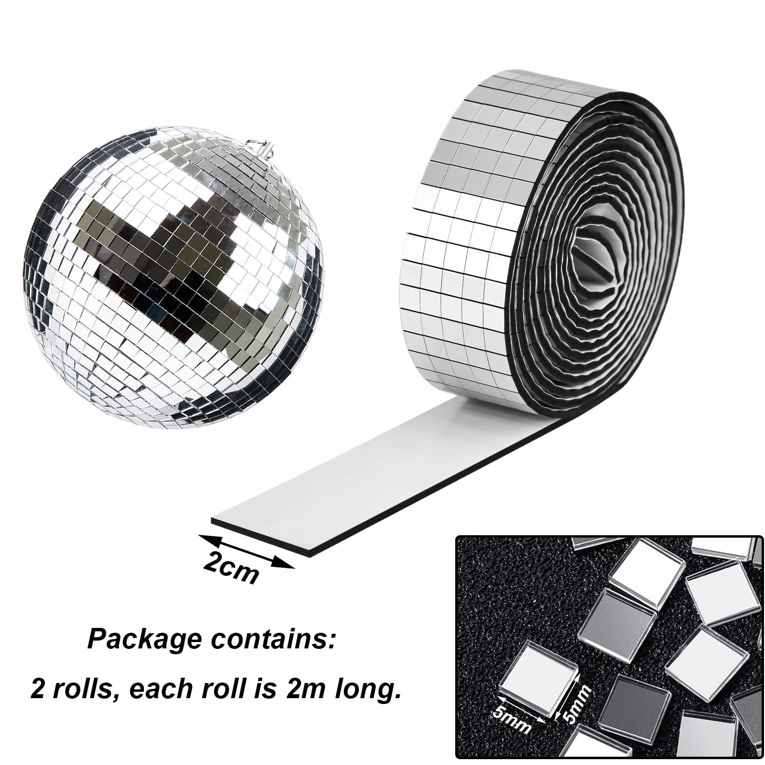 Samoprzylepne płytki lustrzane 5x5 mm 3200 sztuk 2 rolki dekoracyjne kwadratowe szkło