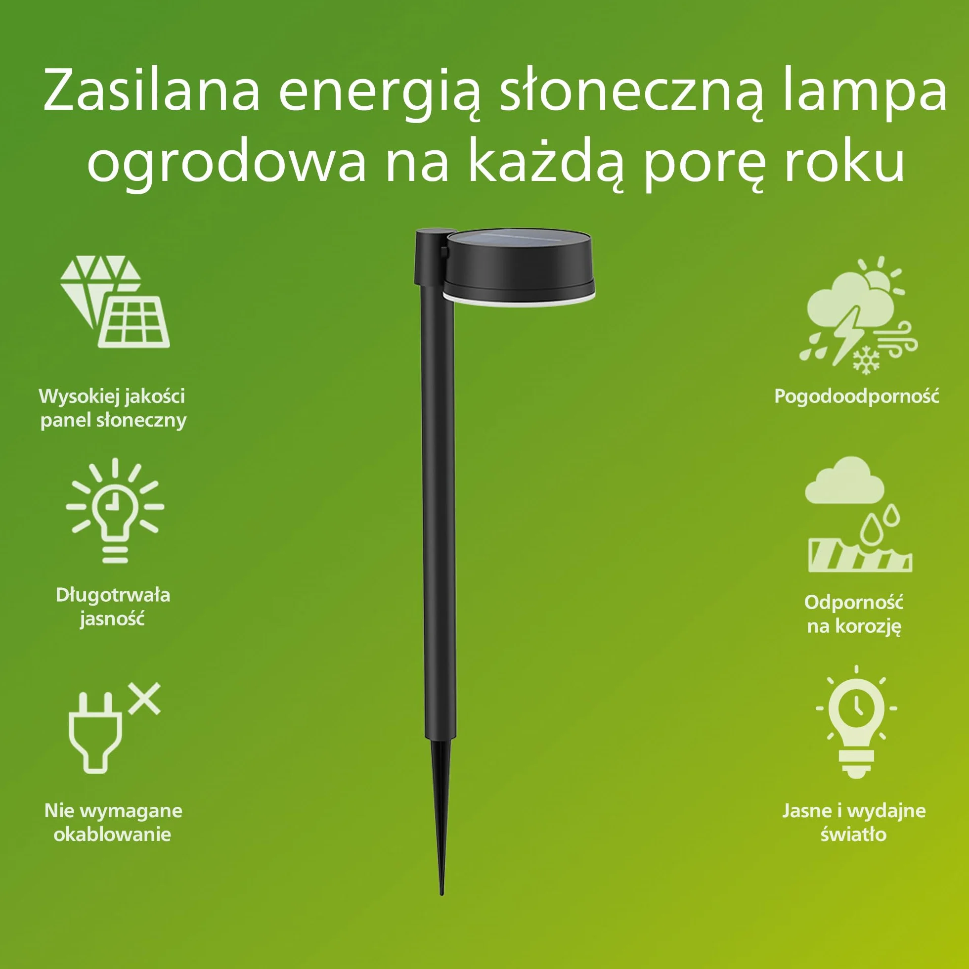 Philips Vynce Zewnętrzny Kinkiet Solarny 1.5W 2700K Czarny IP44