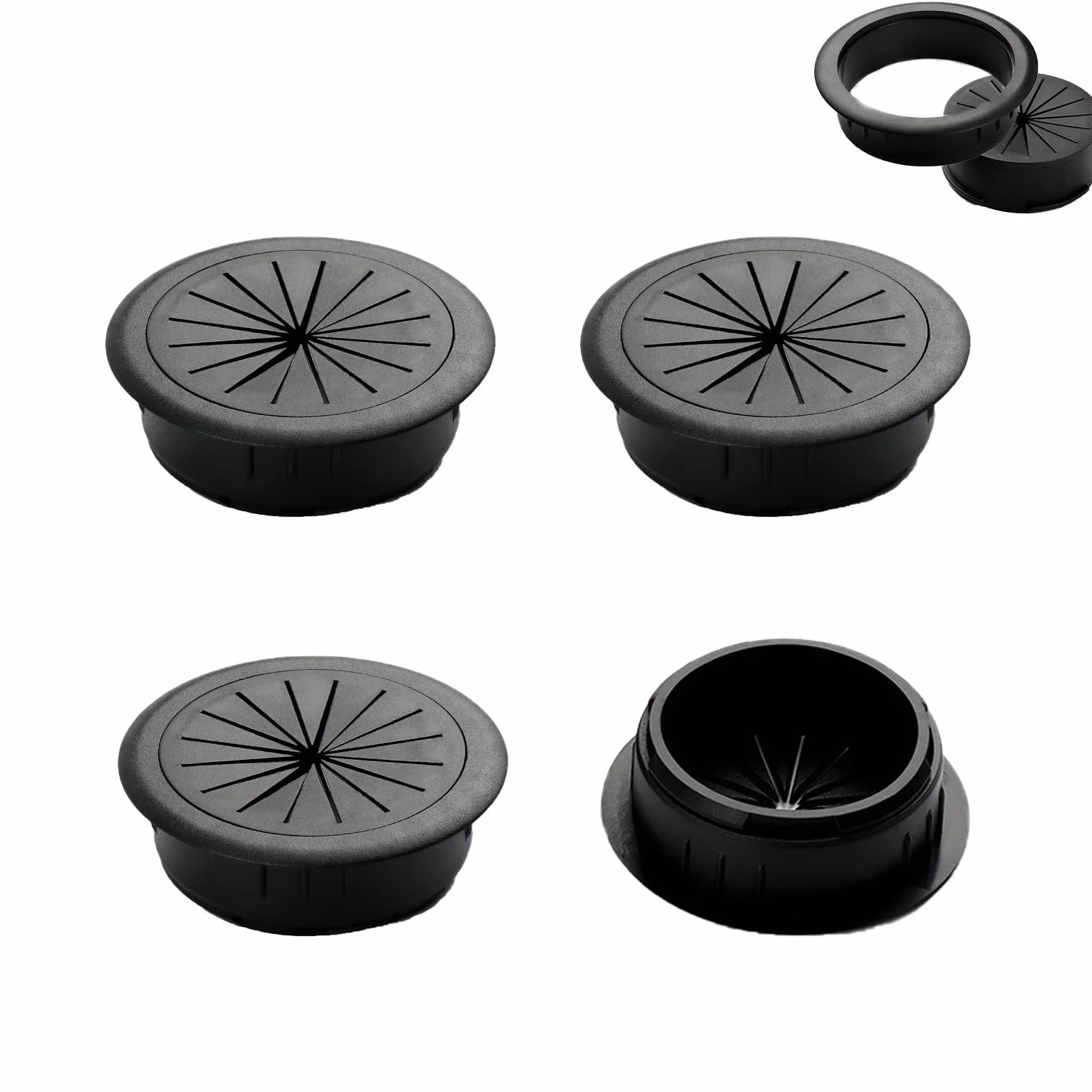 Elastyczne przelotki na biurko 50 mm PC organizer na kable czarne