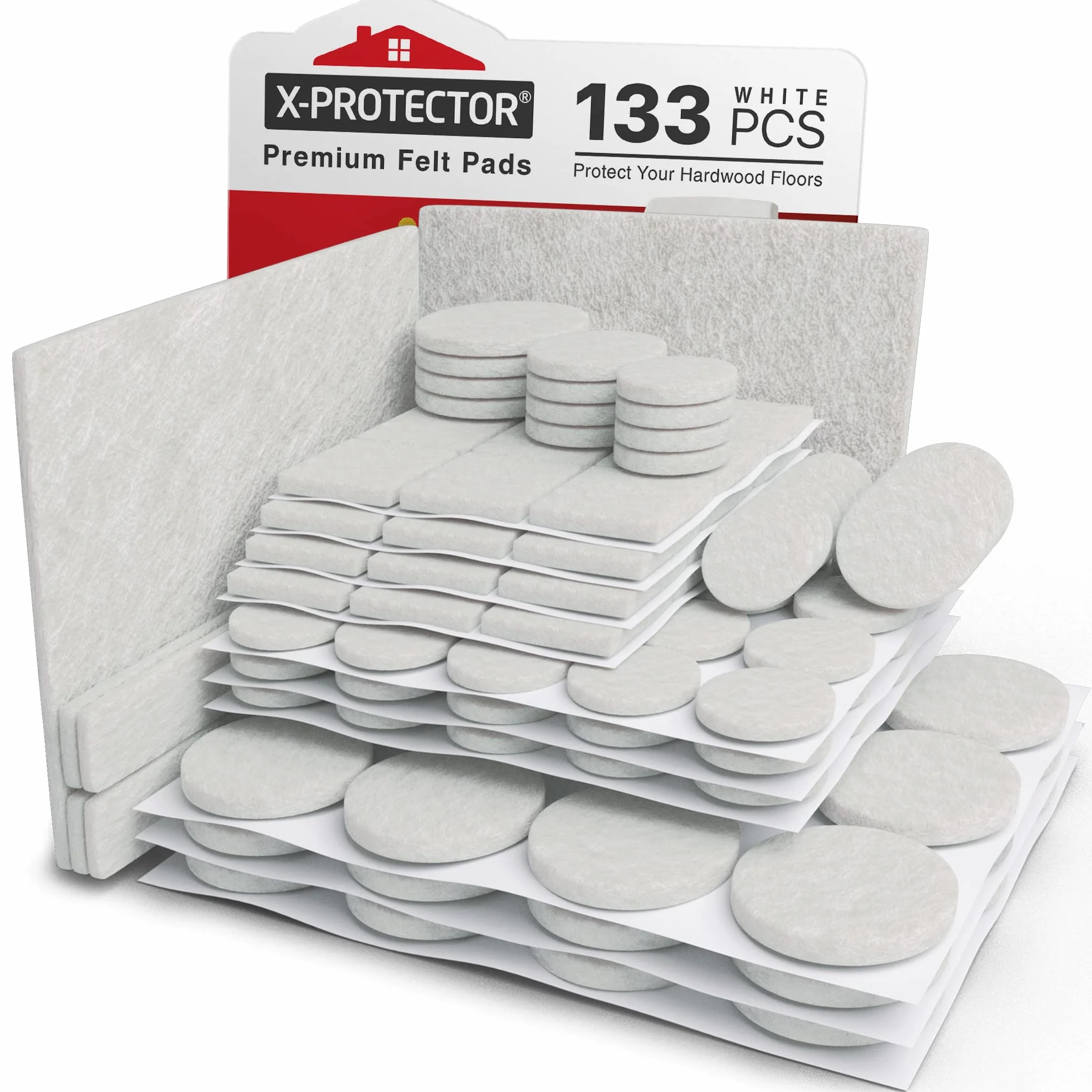 X-PROTECTOR Filcowe podkładki meblowe 133 PCS - Samoprzylepne do podłóg drewnianych