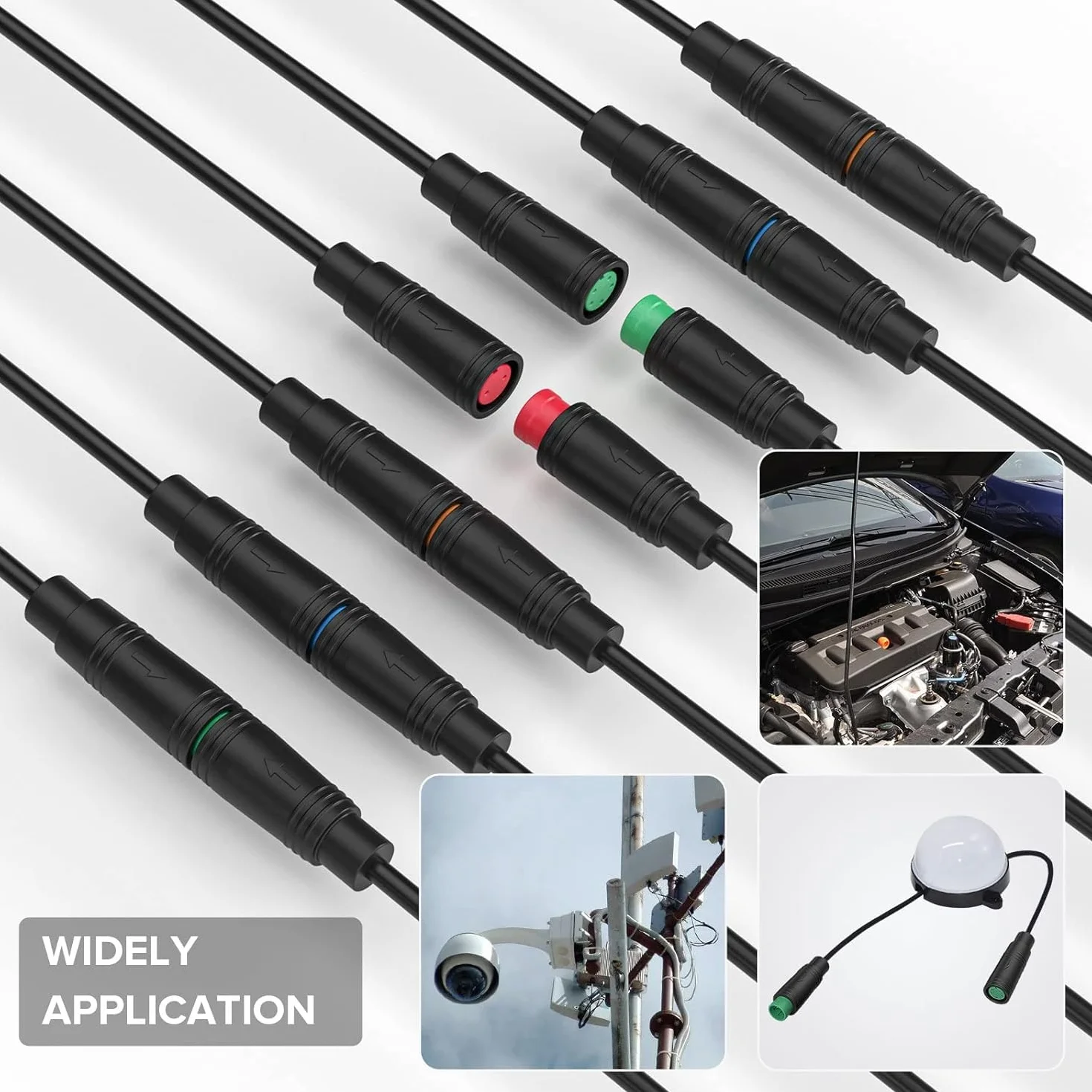 RUNCCI-YUN Wodoodporny Julet 3-pinowy kabel przedłużający do rowerów elektrycznych męski i żeński przewód wtykowy, 3-pinowe złącze kabla do oświetlenia roweru elektrycznego, projekty rowerowe DIY (1 m