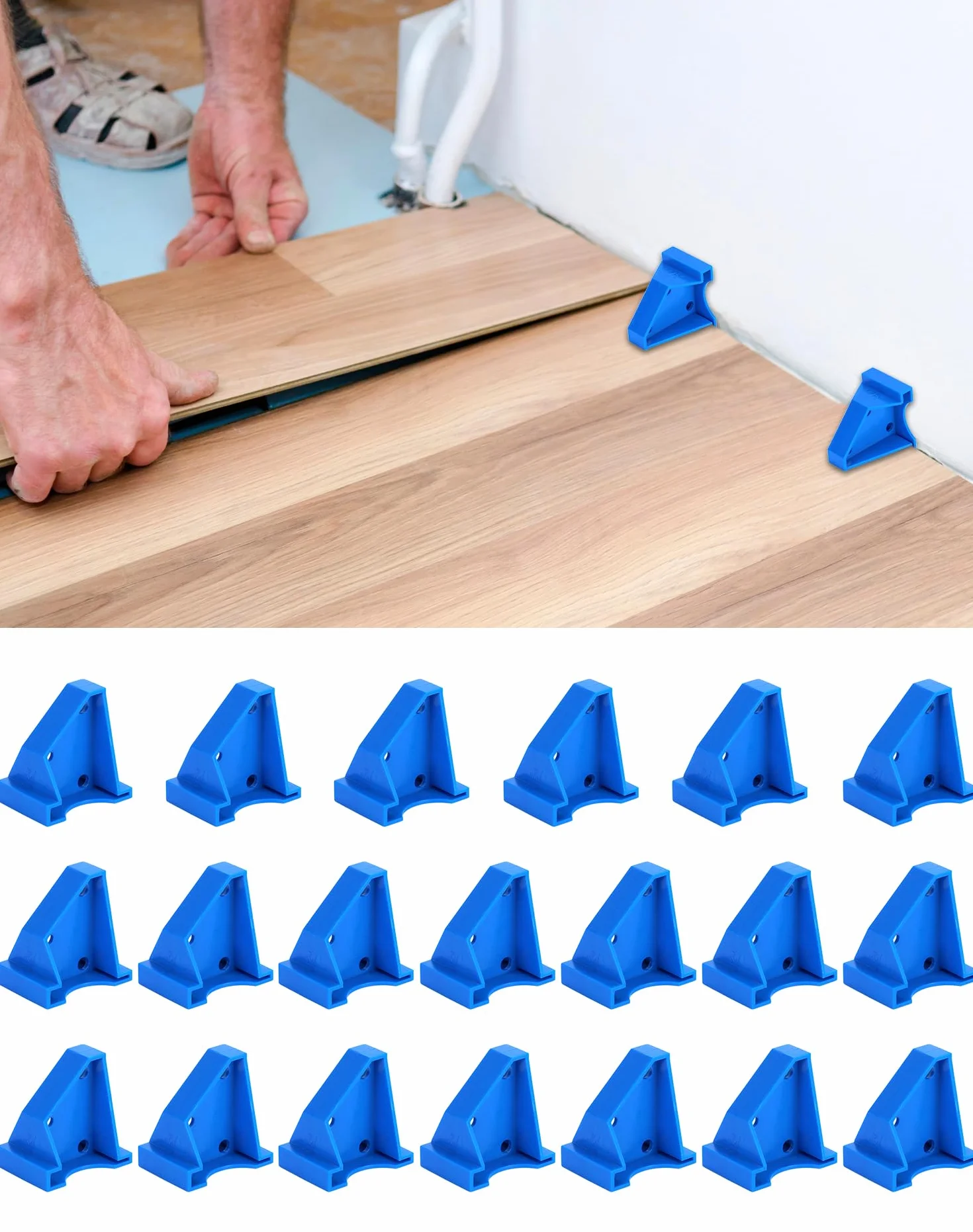 QWORK 20-częściowy zestaw podkładek dystansowych do parkietu i laminatu 1/4" 1/2" trójkątne