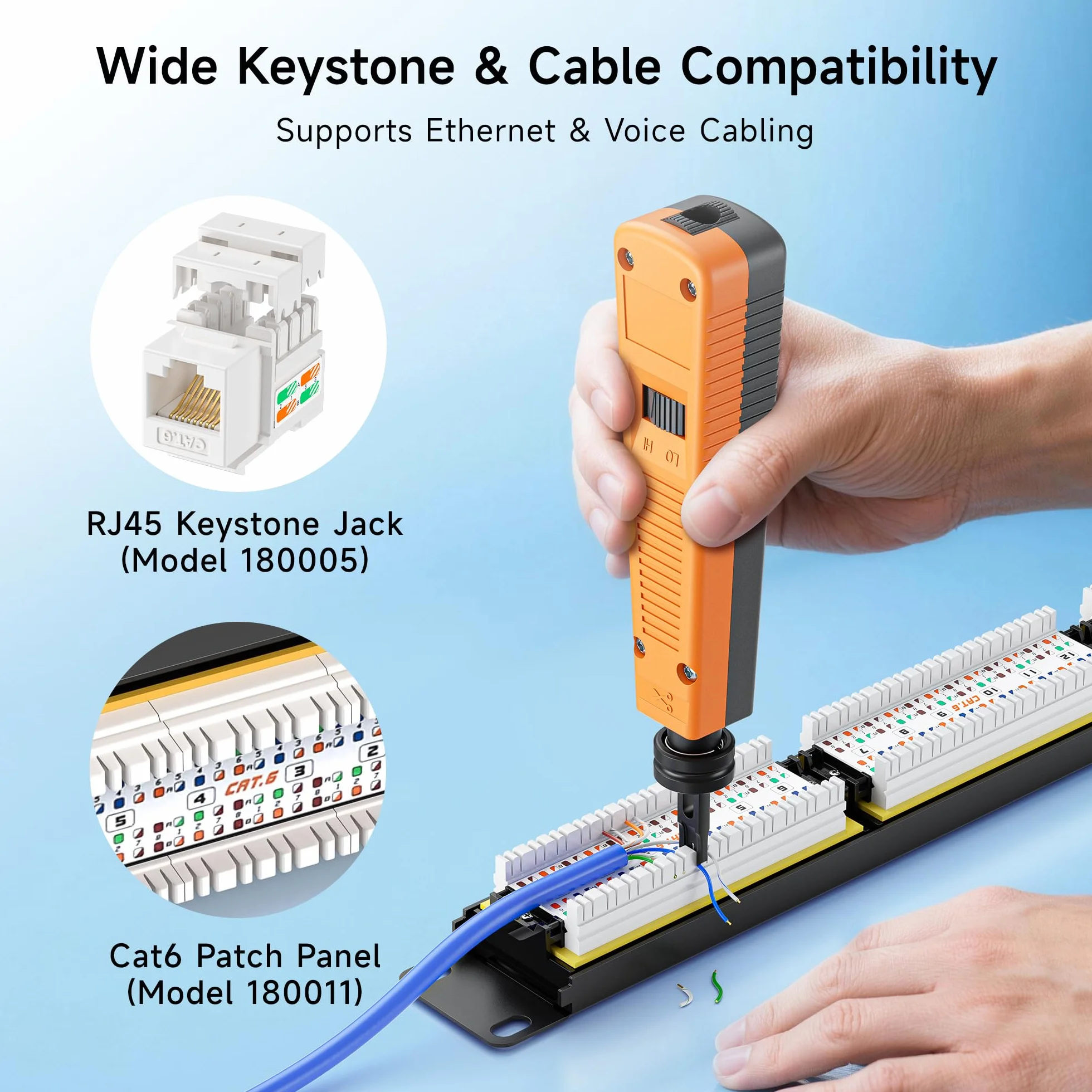 Cable Matters 110 Punch Down Tool z ostrzem 110, Ethernet PunchDown Tool, Keystone dla sieci Cat 8/7/6A/6/5e/5