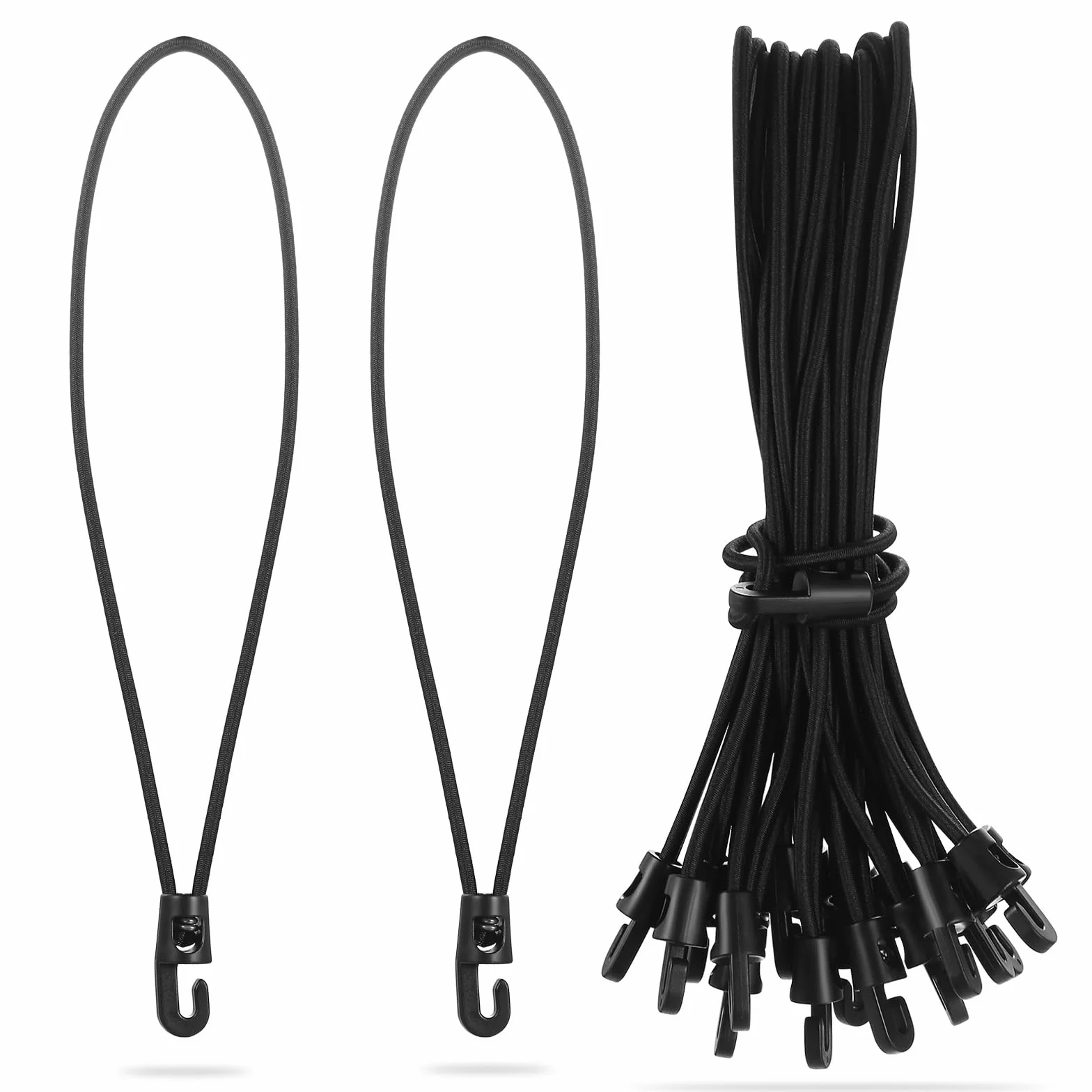 20 sztuk gumek napinających z haczykiem, 10 cm, czarny napinacz do plandek