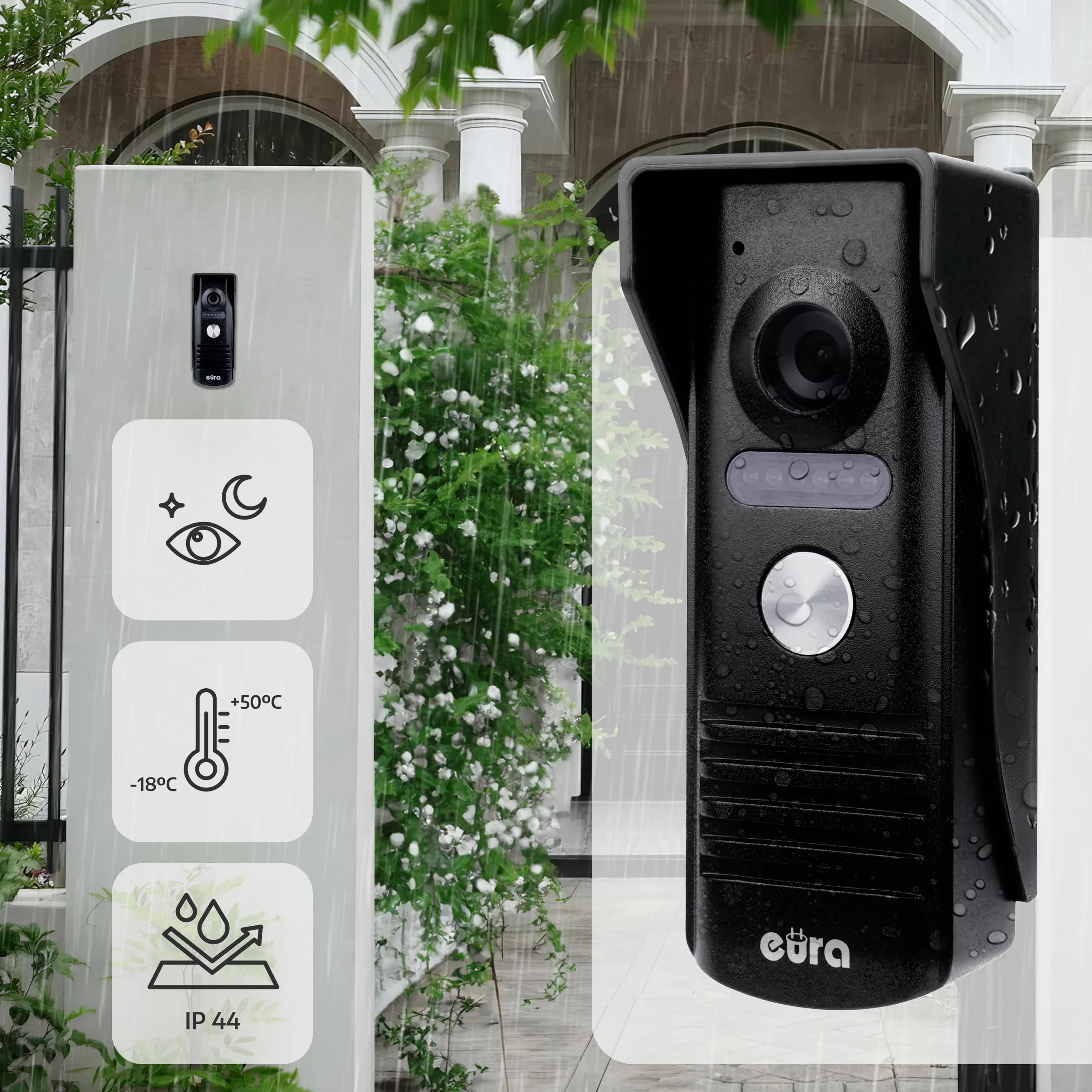 EURA VDP-52A3 ATIRA wideodomofon 4-przewodowy kolorowy monitor 4,3" czarny