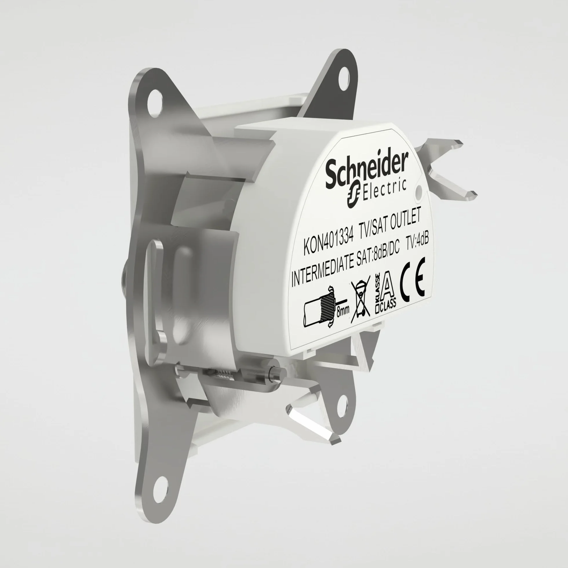Schneider Electric Asfora puszka przelotowa TV SAT 8 dB podtynkowa 2 wyjścia biała