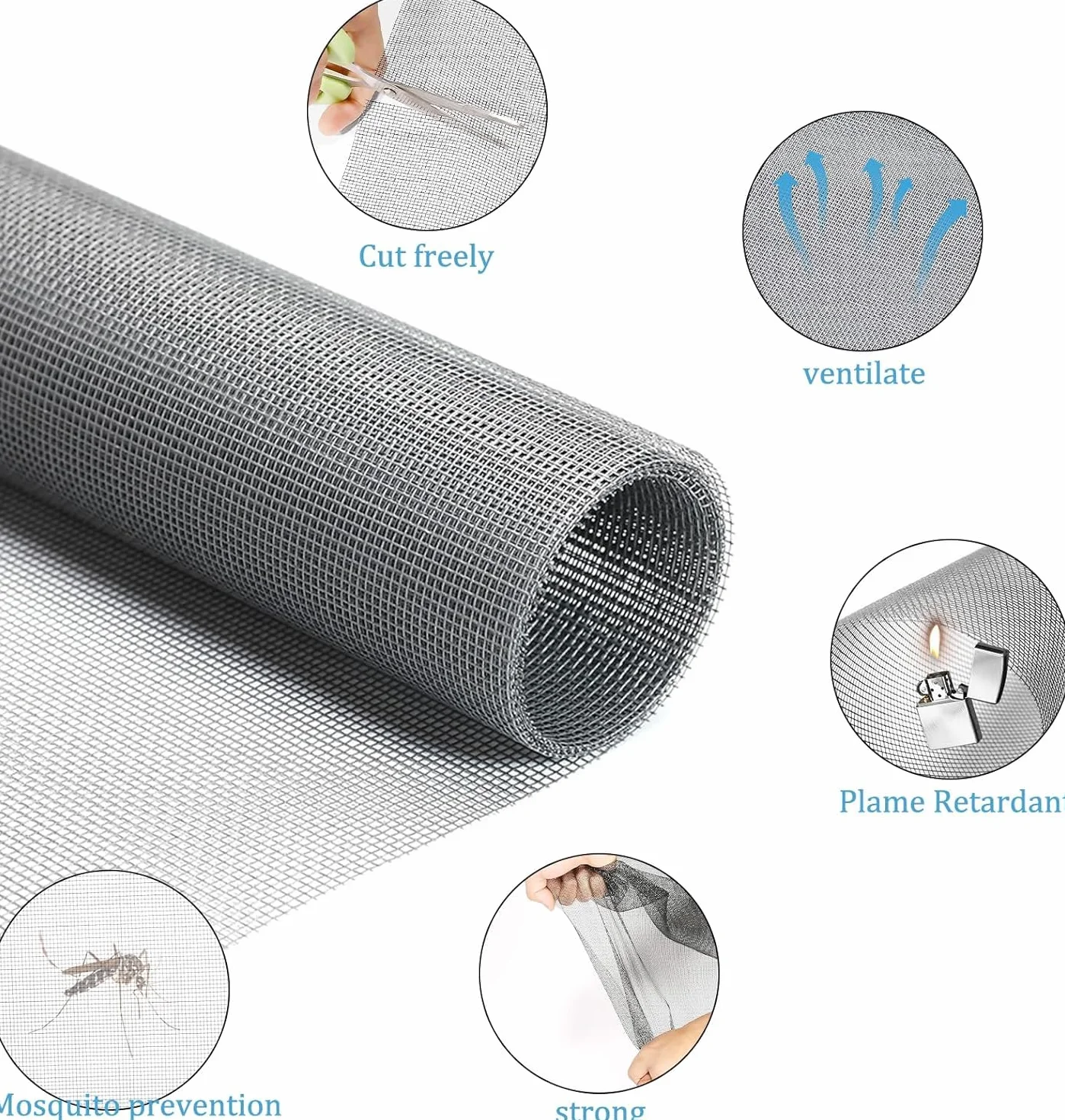 Vaskula Moskitiera z włókna szklanego 120 x 250 cm Przycinana siatka Rolka DIY na metry