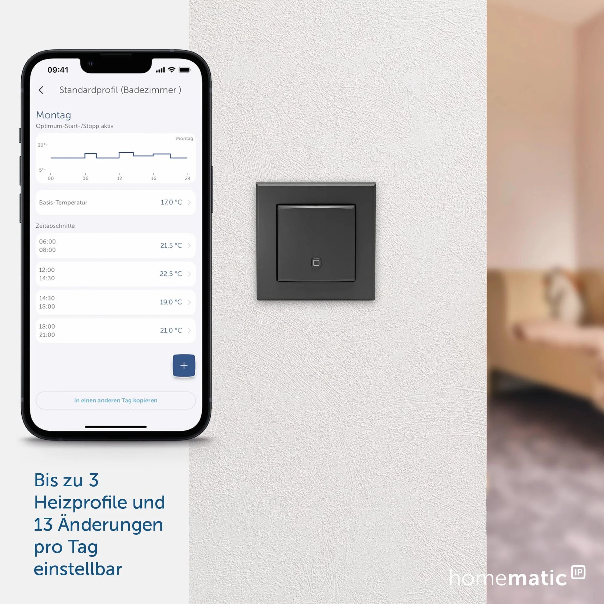 Homematic IP Smart Home czujnik temperatury i wilgotności powietrza – wewnątrz, antracytowy, steruje cyfrowo grzejnikami/ogrzewaniem podłogowym, aplikacją Alexa, Google Assistant, pomiar