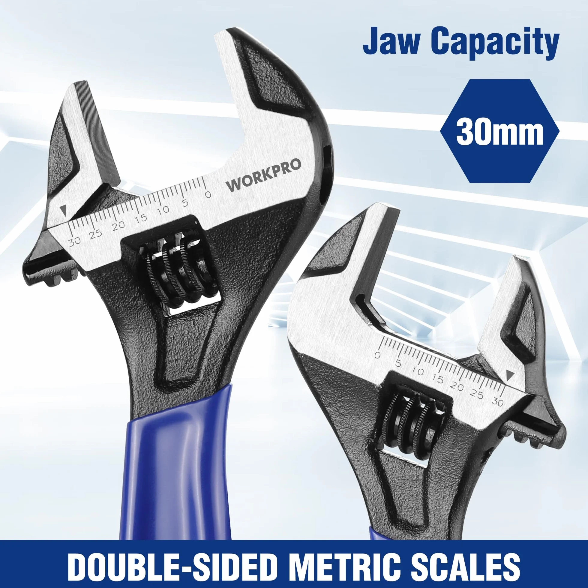 WORKPRO Klucz francuski 200 mm nastawny ze stali Cr-V uchwyt dwuskładnikowy