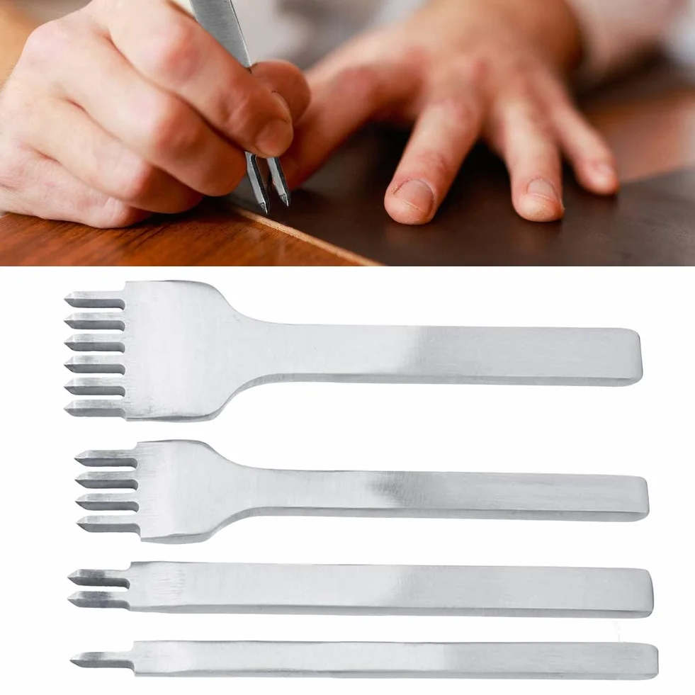 Zestaw Dziurkaczy do Skóry 4 szt. 3 mm 1/2/4/6 Prong Narzędzia Kaletnicze