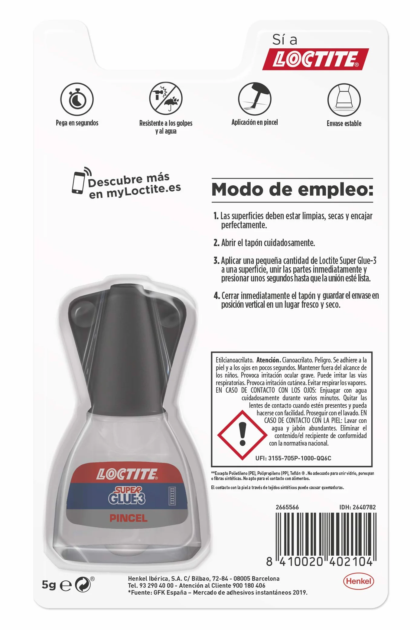 Loctite Super Glue-3 Pegamento Con Pincel 5 Gr