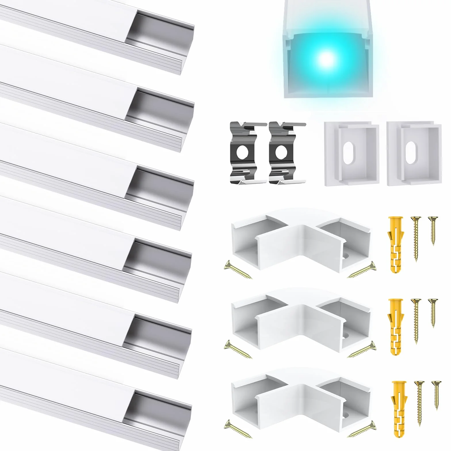 Aluminiowy profil LED do 16 mm, listwa U, dyfuzor LED z mleczną białą pokrywą do taśm Philips Hue LED