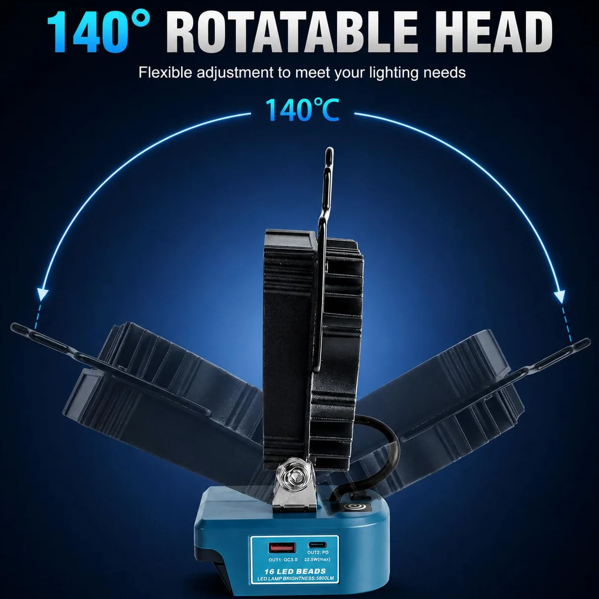Makita Akumulatorowa Lampa Robocza 18V 2900-5800 lm 22.5W 48W Aluminiowe Żebra Chłodzące