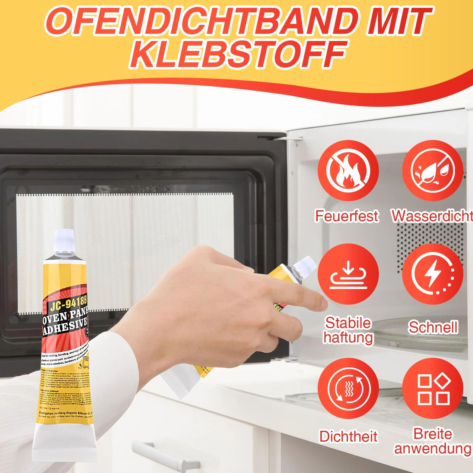 Klej silikonowy wysokotemperaturowy 1100°C do piekarnika i kominka 100 ml czarny