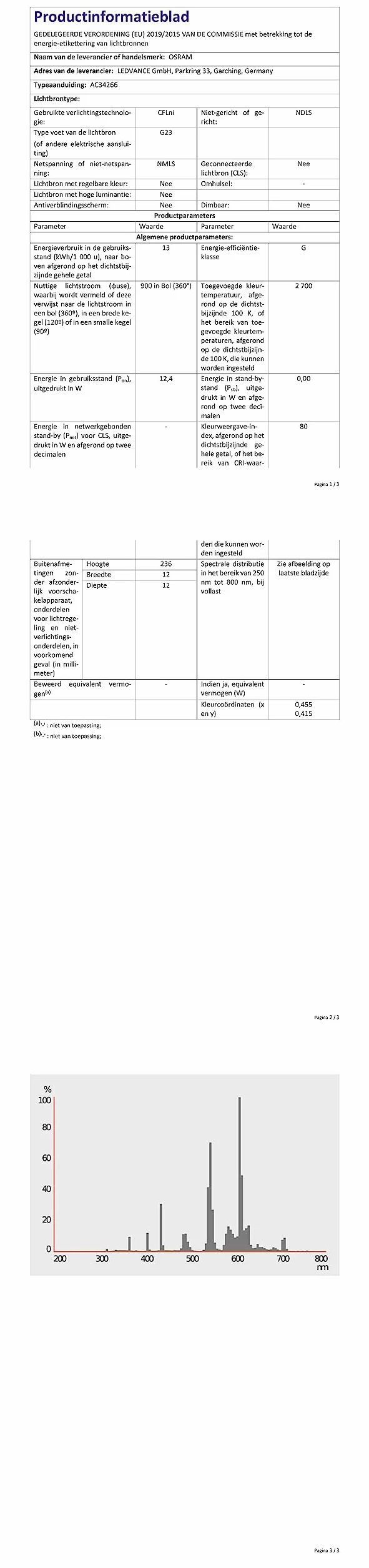 Osram DULUX S 11W/827 Lampa Energooszczędna G23 11W Ciepła Biel 900 Lumenów