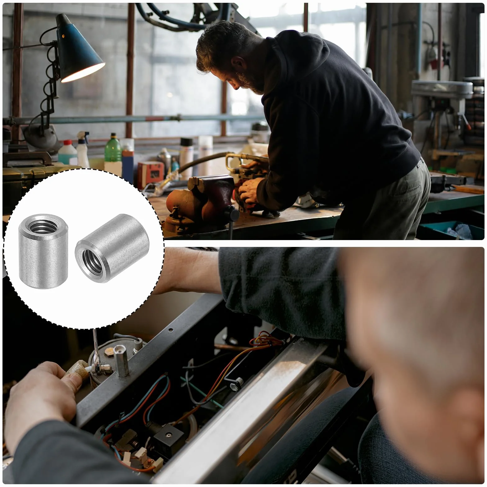 QUARKZMAN 10 sztuk okrągłych nakrętek łączących M5, nakrętka łącząca ze stali nierdzewnej 304 o długości 10 mm / 0,39 ", nakrętka kołka, tuleja, długość wspornika nakrętki pręta M5 x 10 x 8 mm