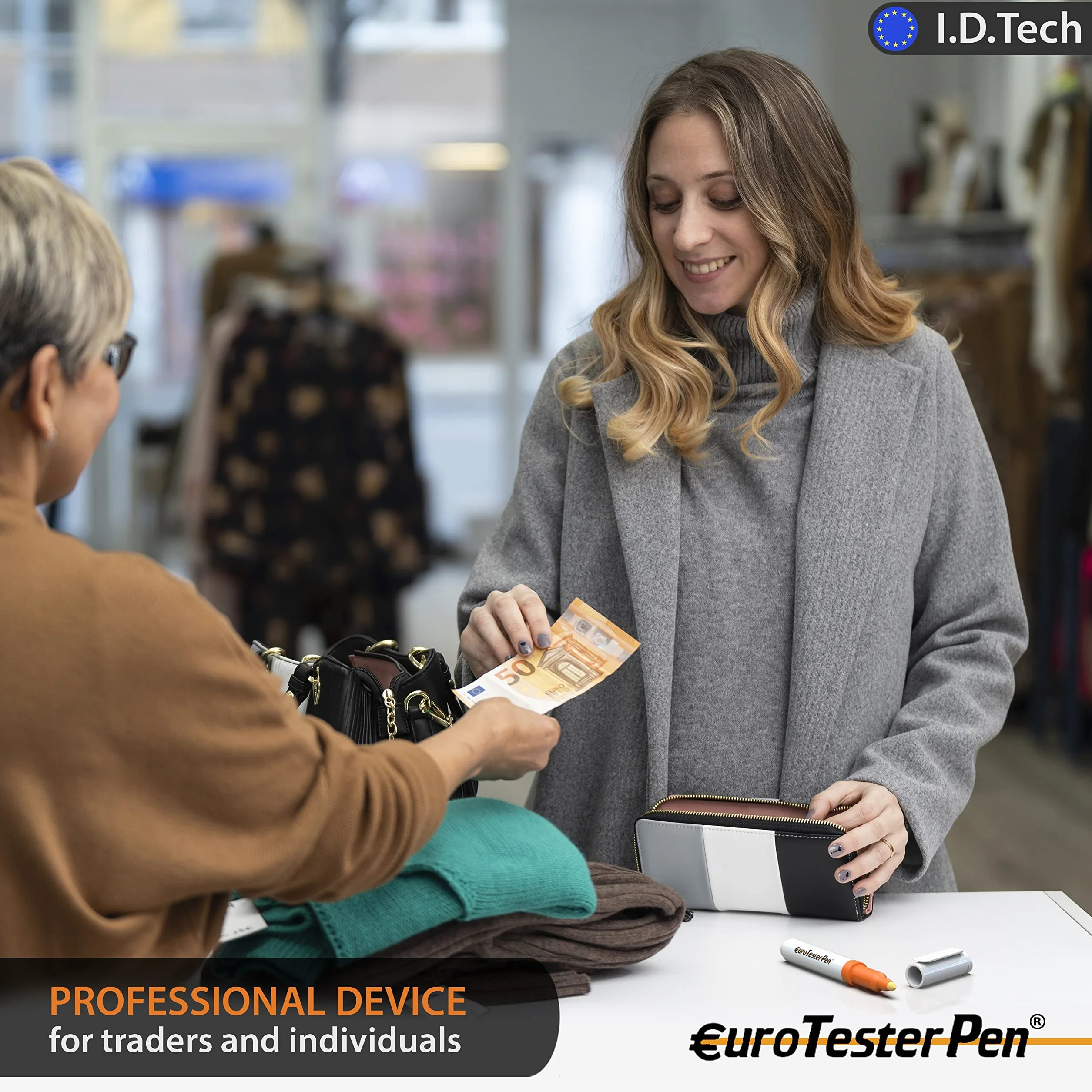 Euro Tester Pen XL - Profesjonalny detektor fałszywych banknotów, weryfikuje euro dolary funty, Wyprodukowano we Włoszech