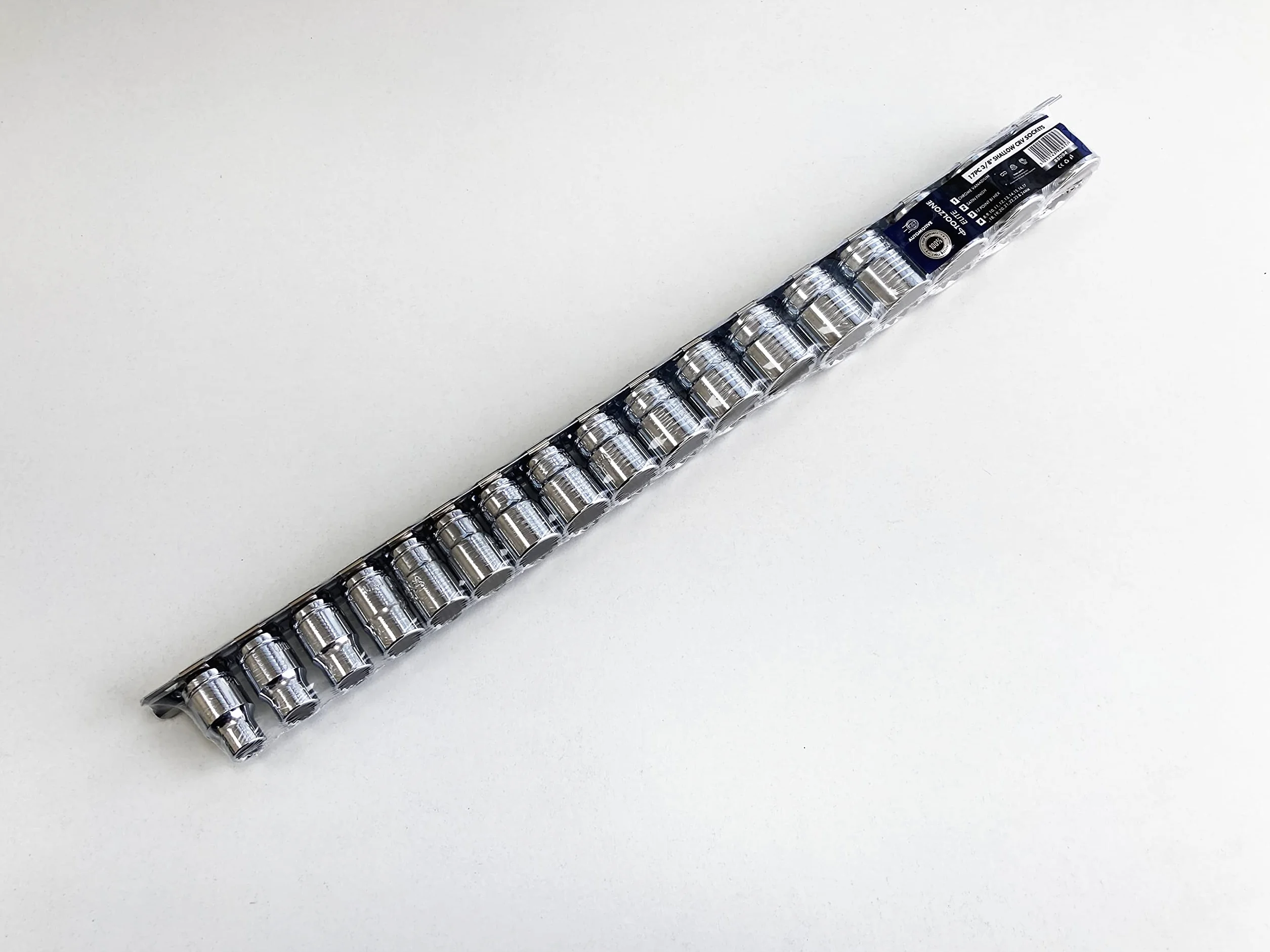 3/8" 12-stronne płytki gniazda CRV 17 szt. na szynie