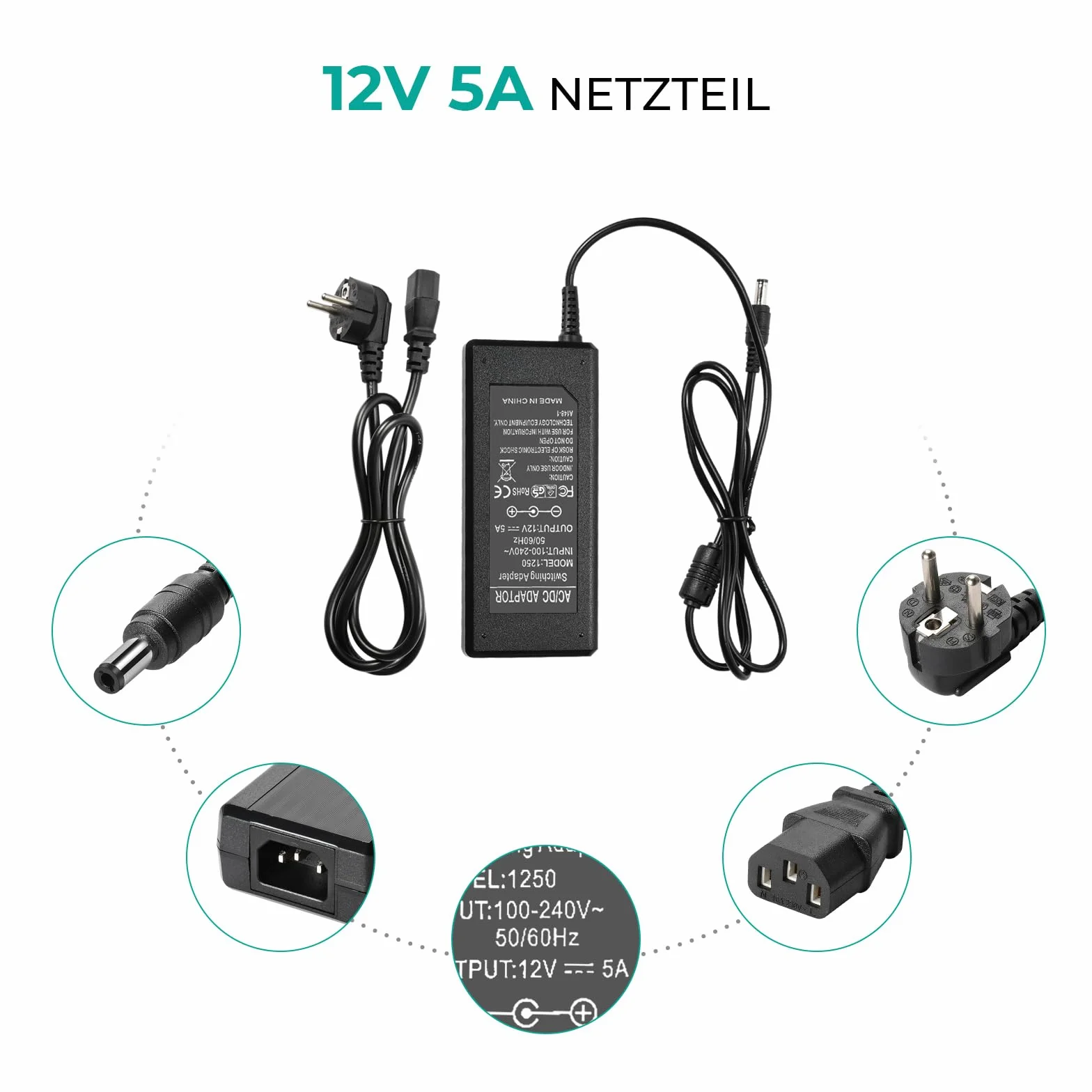 60 W 5A zasilacz sieciowy adapter DC12V transformator sterujący do 5050/3528 taśma świetlna LED odtwarzacz DVD, ekran 12 V, drukarka, wyświetlacz TFT LCD