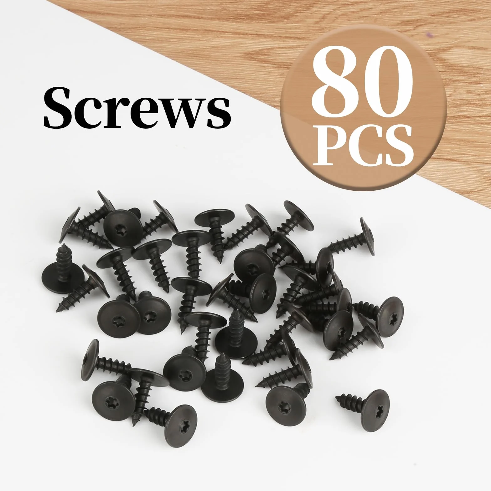 Wkręty blachowe M5 x 16 mm Torx czarne samowiercące 80 sztuk