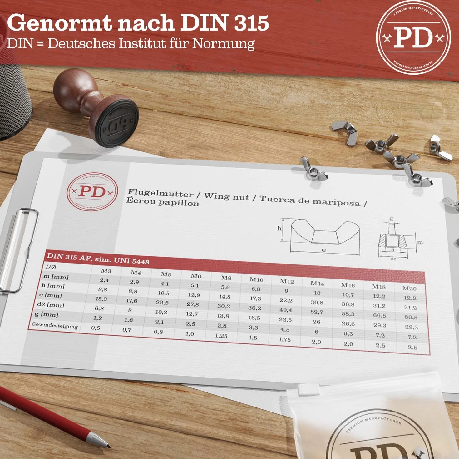 Nakrętka skrzydełkowa DIN 315, stal szlachetna A2, M10