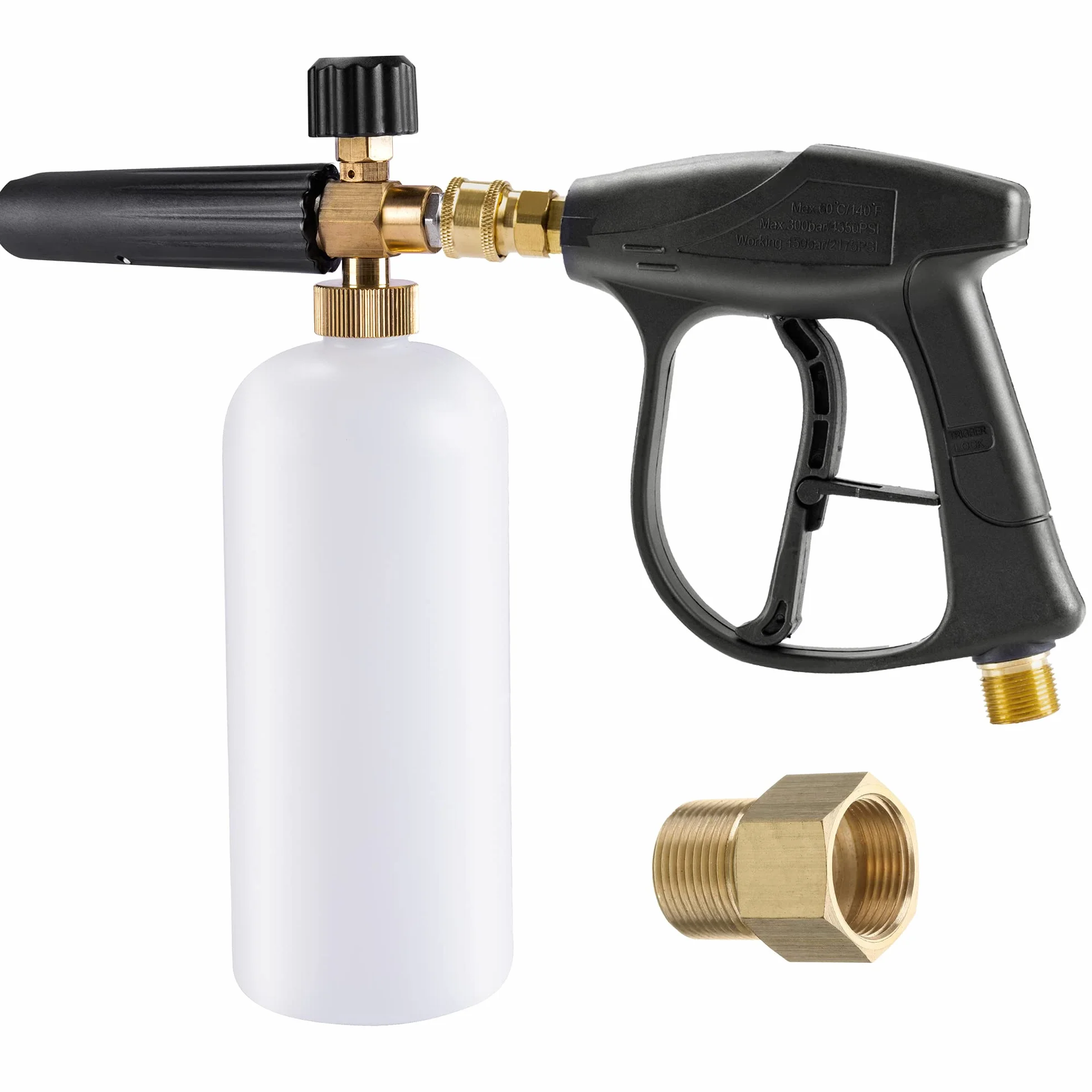 Pistolet piankowy z lancą śnieżną 1 l regulowany 1/4" (6,35 mm) szybkozłączka myjka ciśnieniowa M22-14 mm M22-15 mm