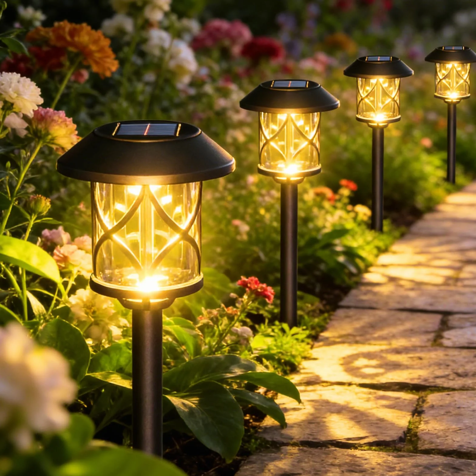Lampa solarna ogrodowa LED Quntis IP65 wodoodporna zestaw 6 ciepły biały