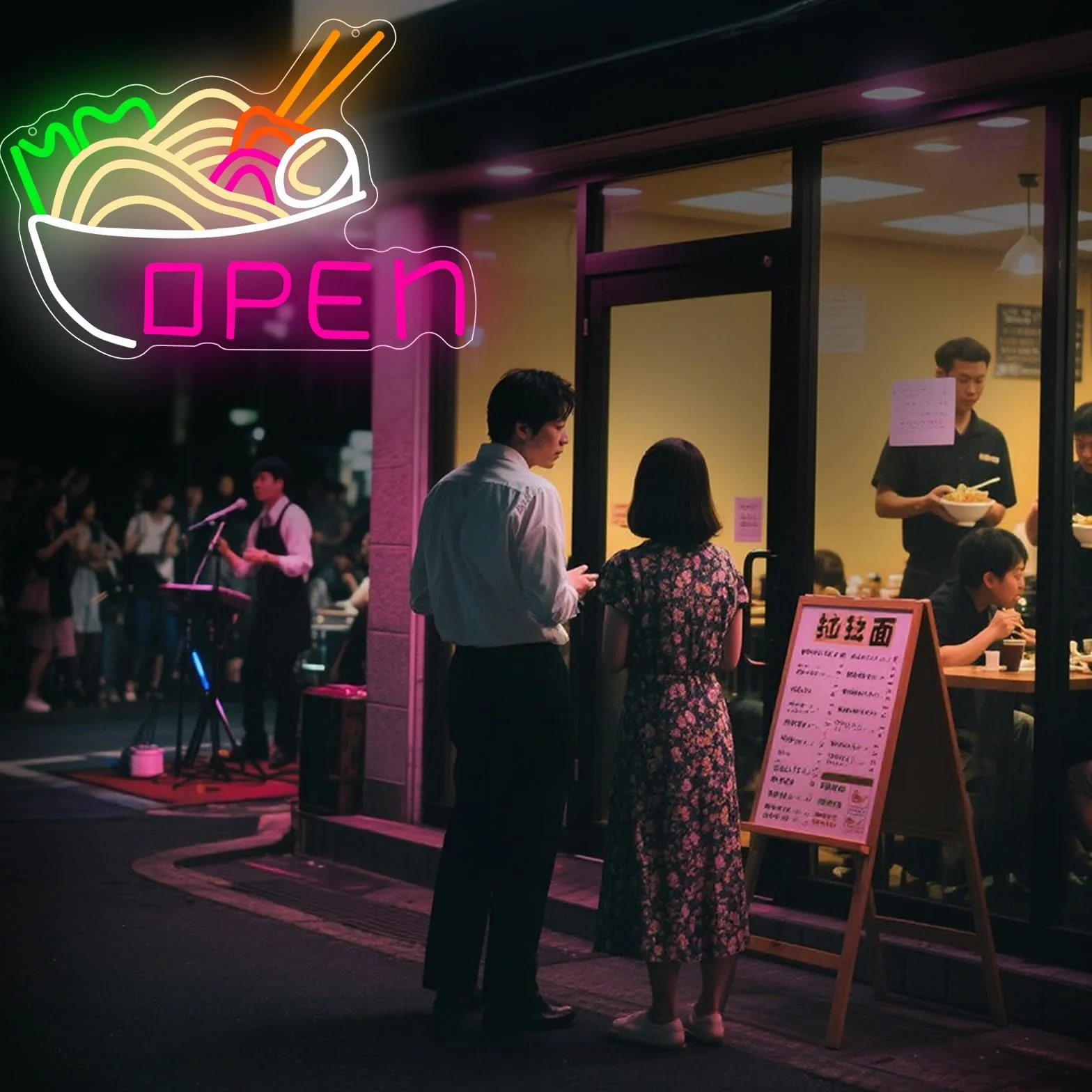 Neonowy znak miska ramen z makaronem LED podświetlany na ścianę USB do kuchni japońska restauracja