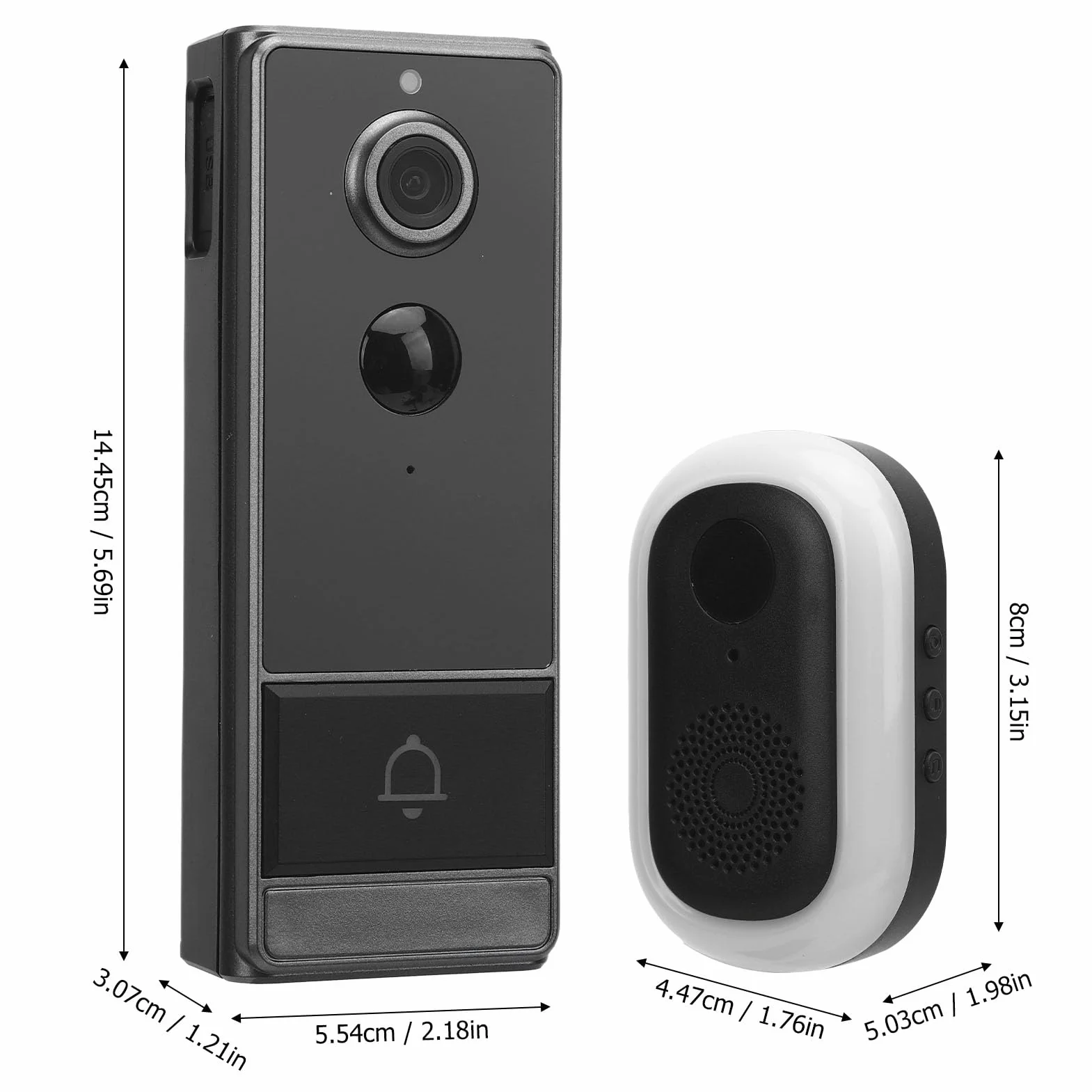 Luocute Bezprzewodowy Dzwonek do Drzwi z kamerą, 2.4G WiFi, Aplikacja do Zdalnego Monitorowania, Rozmowa Dwukierunkowa, Obiektyw 120 Stopni, IP67, Inteligentna Kamera Bezpieczeństwa