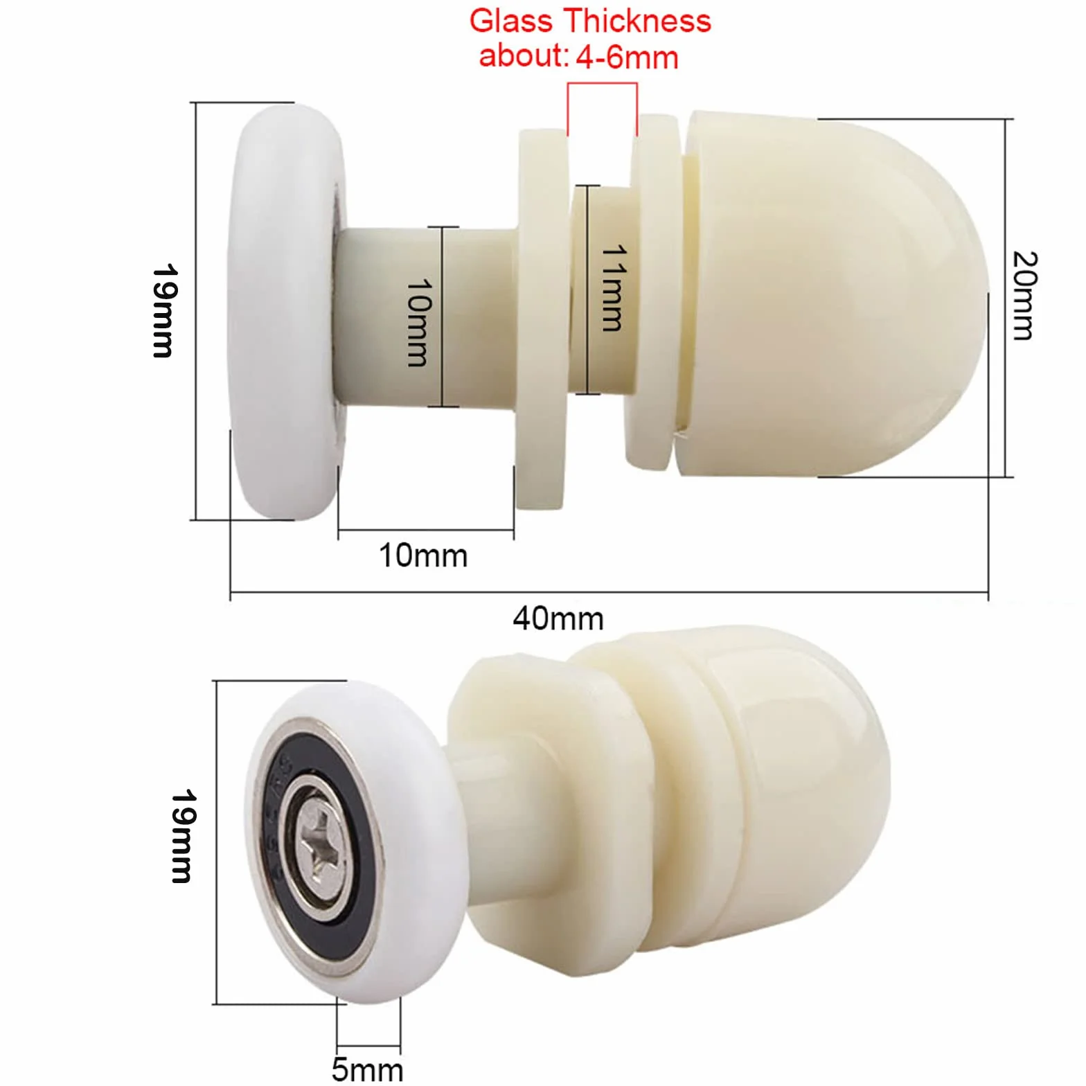 Rolki do kabiny prysznicowej 4 sztuki zapasowych kółek z prętem miedzianym do drzwi przesuwnych