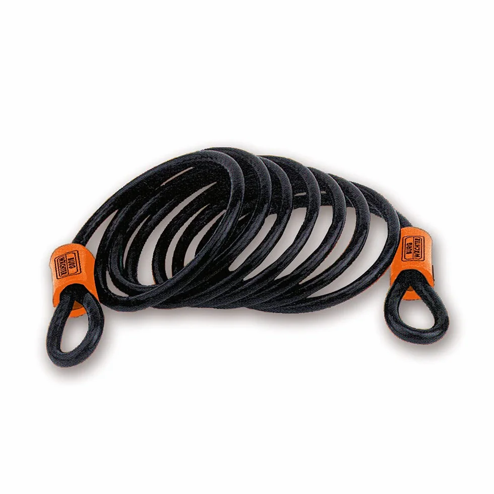 BURG-WÄCHTER Kabel spiralny z dwoma oczkami 750 250, Linka uniwersalna 2,5 m, Czarny, Ochrona przed kradzieżą